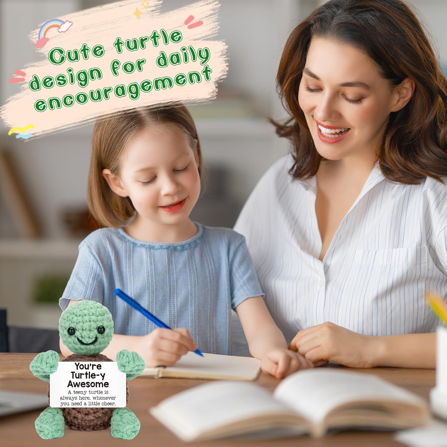 Mini Funny Turtle Gifts Mothers Day Teacher Appreciation Graduation Nurses Week 2026 Fathers Day, Birthday Gifts for Women Men Her Him, Small Cute Stuff Things, Emotional Positive Crochet Turtle Decor - Image 5