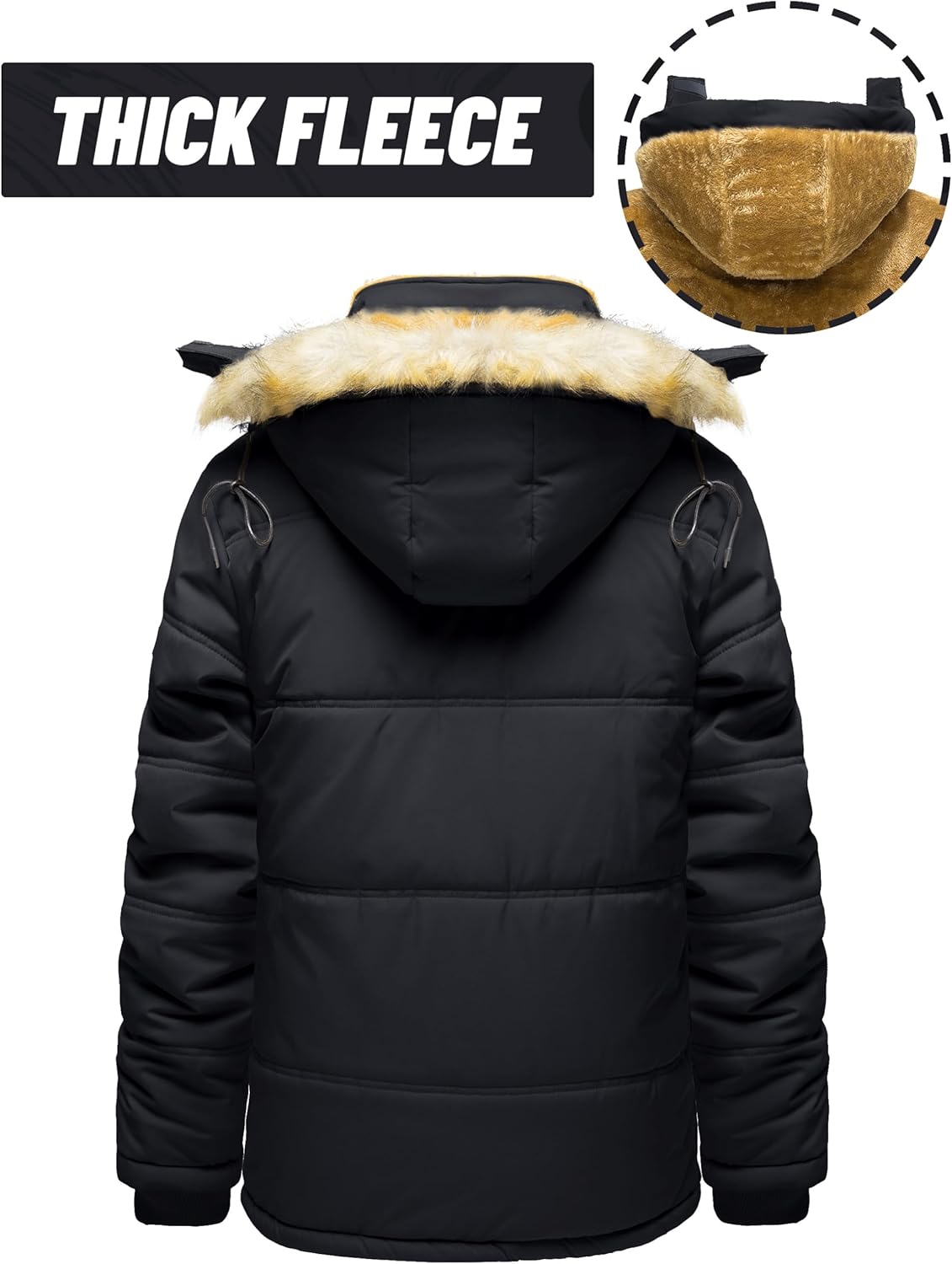 TACVASEN Men's Winter Jacket with Hood Water Repellent Windproof Thicken Parka Winter Coat - Image 3