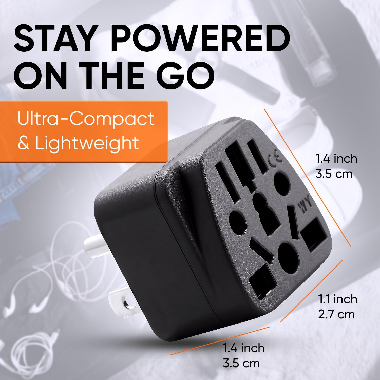 Unidapt US Travel Plug Adapter, EU,AU,UK,NZ,CN to USA (Type B), Grounded 3 Prong USA Wall Plug, EU to US Travel Adaptor Pin Converter, Power Outlet Charger (1-Pack) - Image 2