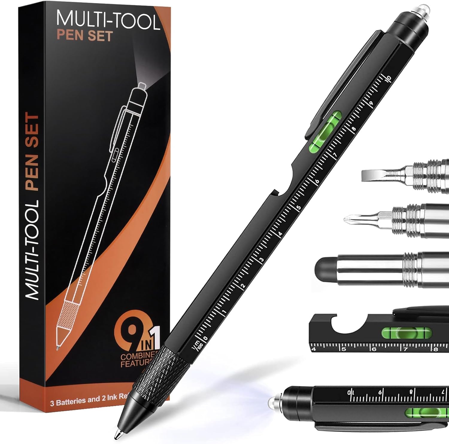 Fathers Day Dad Gifts from Daughter Son Wife, Easter Gifts for Men, 9 in 1 Multitool Pen, Cool Tools Gadgets Birthday Christmas Stocking Stuffers for Husband Him Adult Dad
