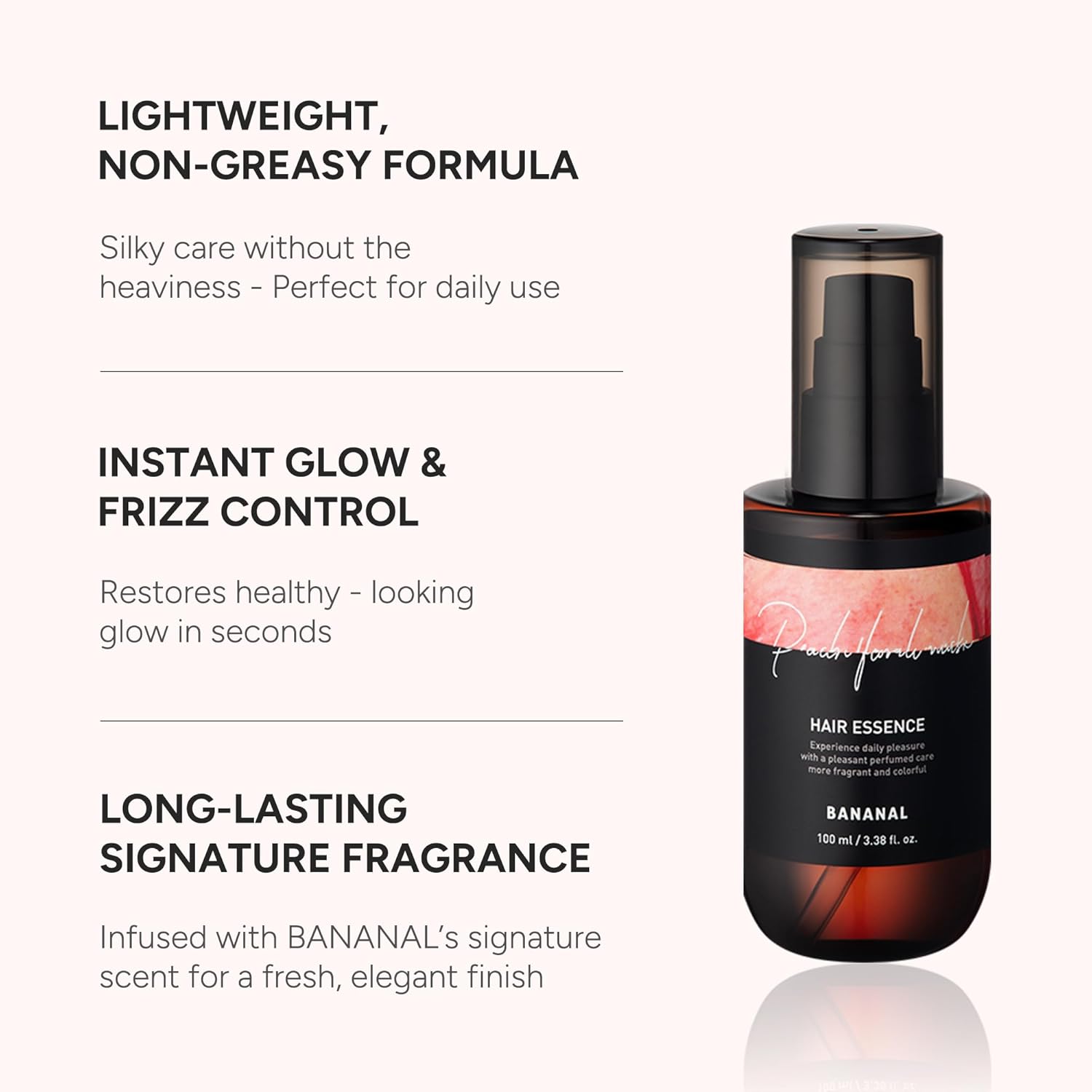 2-in-1 Korean Hair Perfume Oil & Serum with Morrocan Argan Oil & 12 Amino Acids for Dry, Damaged, Glass Hair Shine & Frizz-Control – Paraben & Alcohol-Free – Peach Floral Musk – 100ml / 3.38 fl oz - Image 2