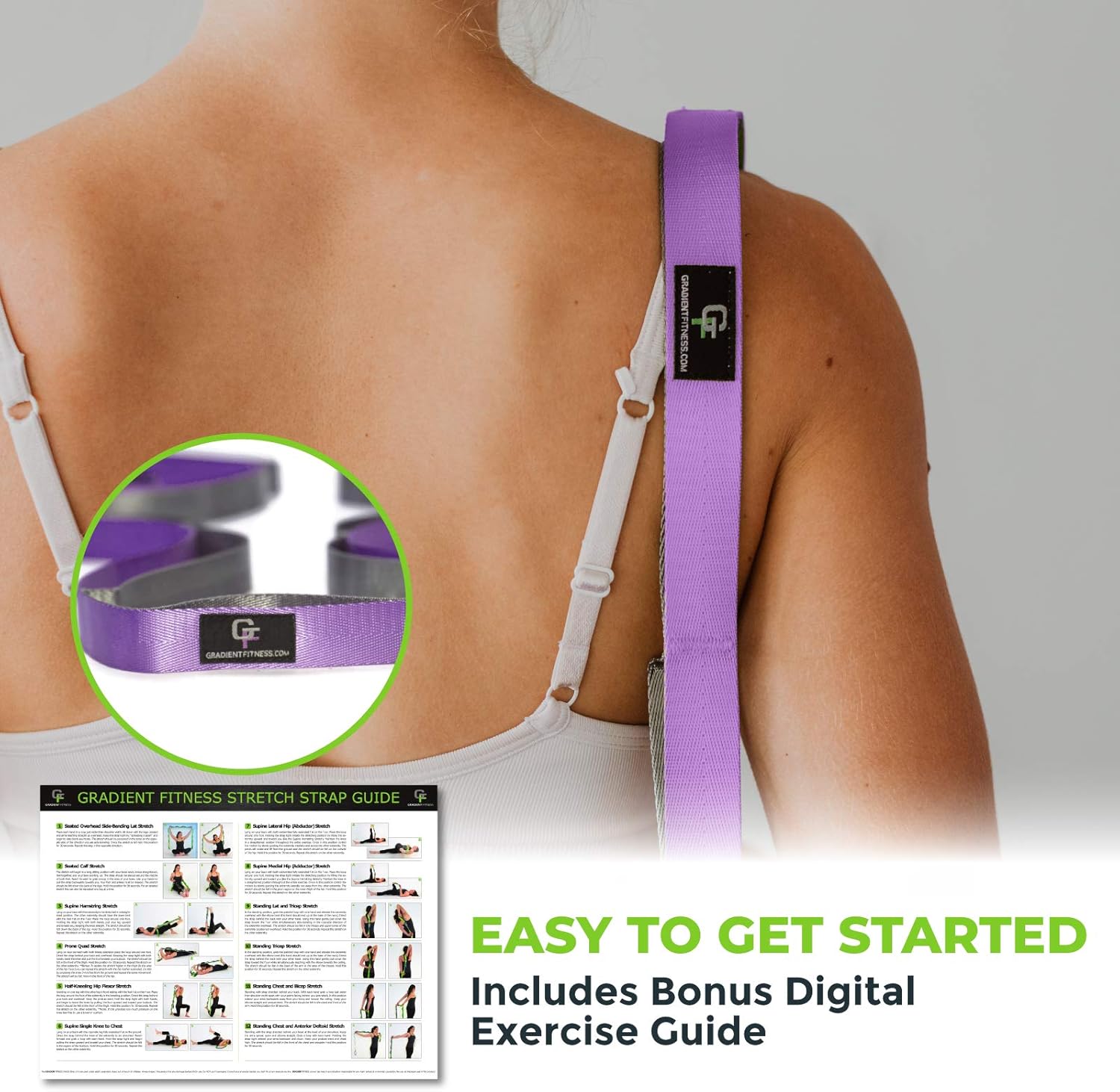 Gradient Fitness Stretching Strap for Physical Therapy, 12 Multi-Loop Stretch Strap 1" W x 8' L, Neoprene Handles, Physical Therapy Equipment, Yoga Straps for Stretching, Leg Stretcher. - Image 7