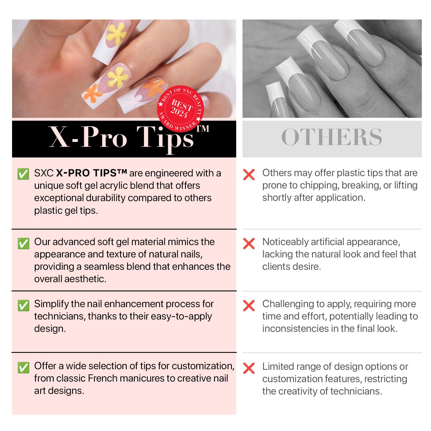 SXC Cosmetics French Tip Press On Nails - Skin Tone Nude and Color Series, Medium Square X-Pro Tips Starter Kit ST117KIT - Image 8