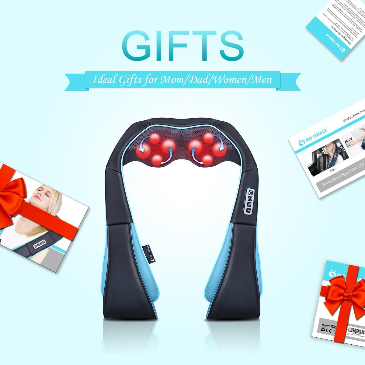 Mo Cuishle Shiatsu Neck Massager for Pain Relief – Deep Kneading Back Shoulder Massage with Heat – Ideal for Valentine’s Day, Christmas, Mother's Day, Father's Day, Gifts for Men Women Mom Dad Her Him - Image 7