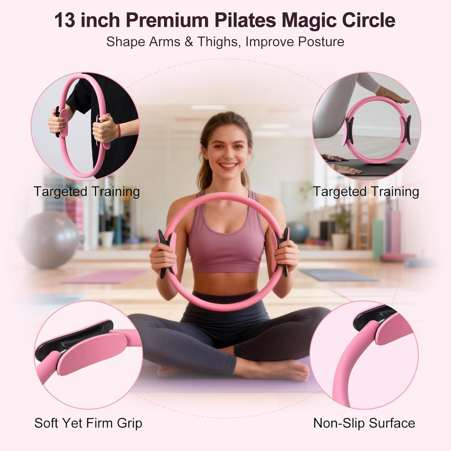 Pilates Kit, Home Pilates Workout Kit for Women, Pilates Equipment with Pilates Ring and Ball, Yoga Block & 5 Resistance Bands, Ankle Weights, Sliders & Grip Socks, Workout Guide Included - Image 3