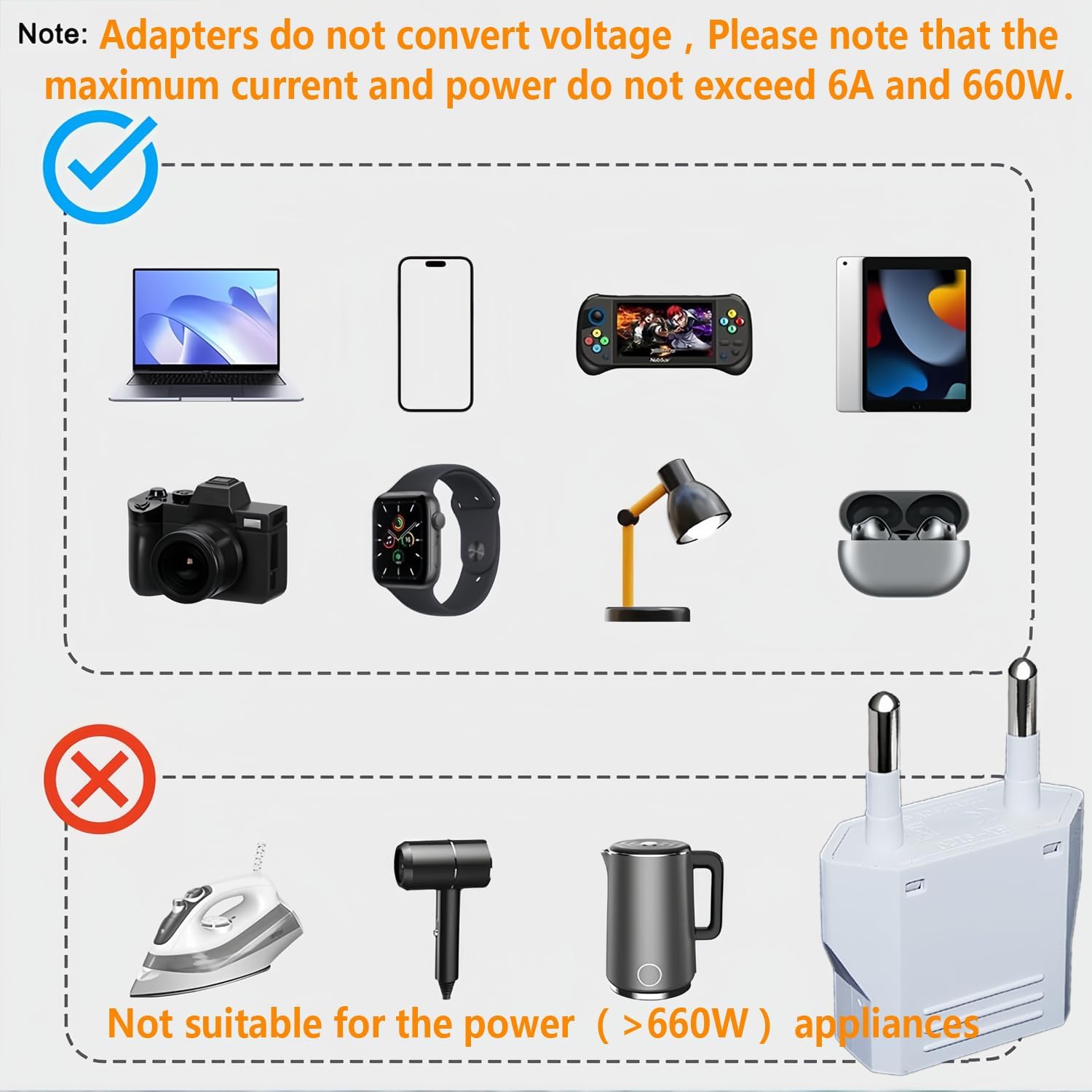 US to Europe Plug Adapter - European Travel Plug Adapter,Type C Wall Plug Power Converter for Europe,White,8 Pack - Image 4