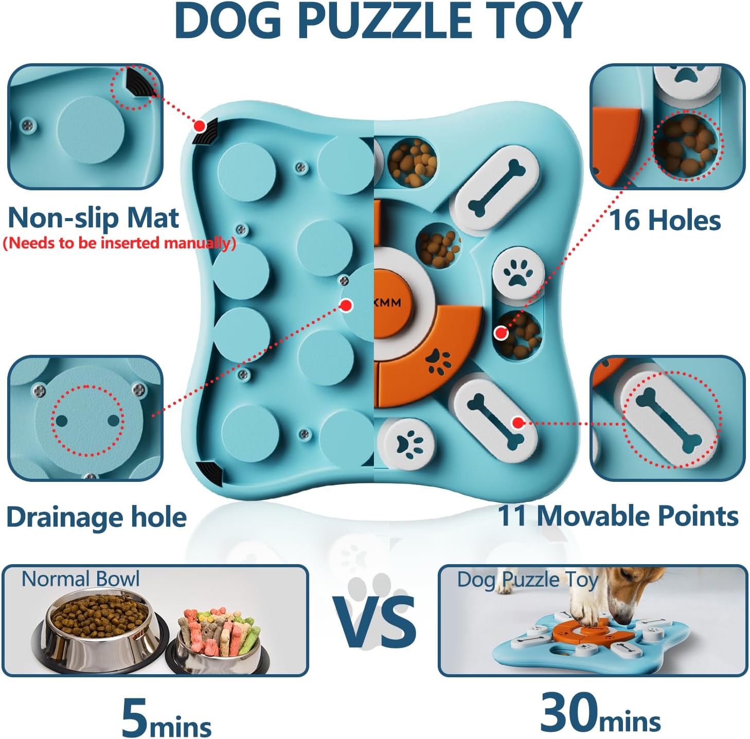 Interactive Dog Treat Puzzle Toys for IQ Training & Mental Stimulating,Fun Slow Feeder,Large Medium Small Dogs Enrichment Toys with Squeak Design - Image 4