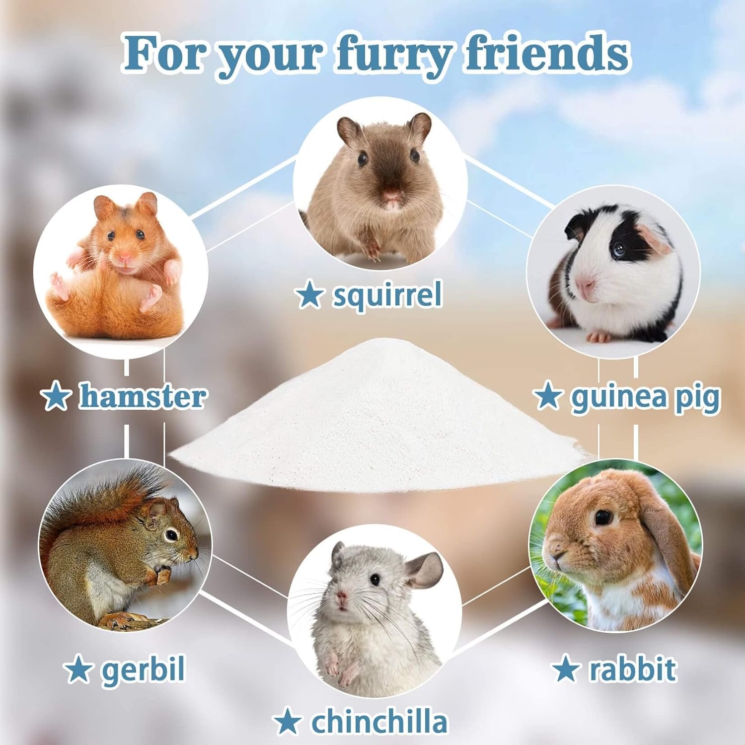 Sukh 14 OZ Hamster Sand Bath - Whit Fine Sand Hamster Bedding Reptile Silica Sand Gerbil Hideout for Hamster Chinchillas Gerbil Syrian Mice Small Animals Small Pets - Image 5