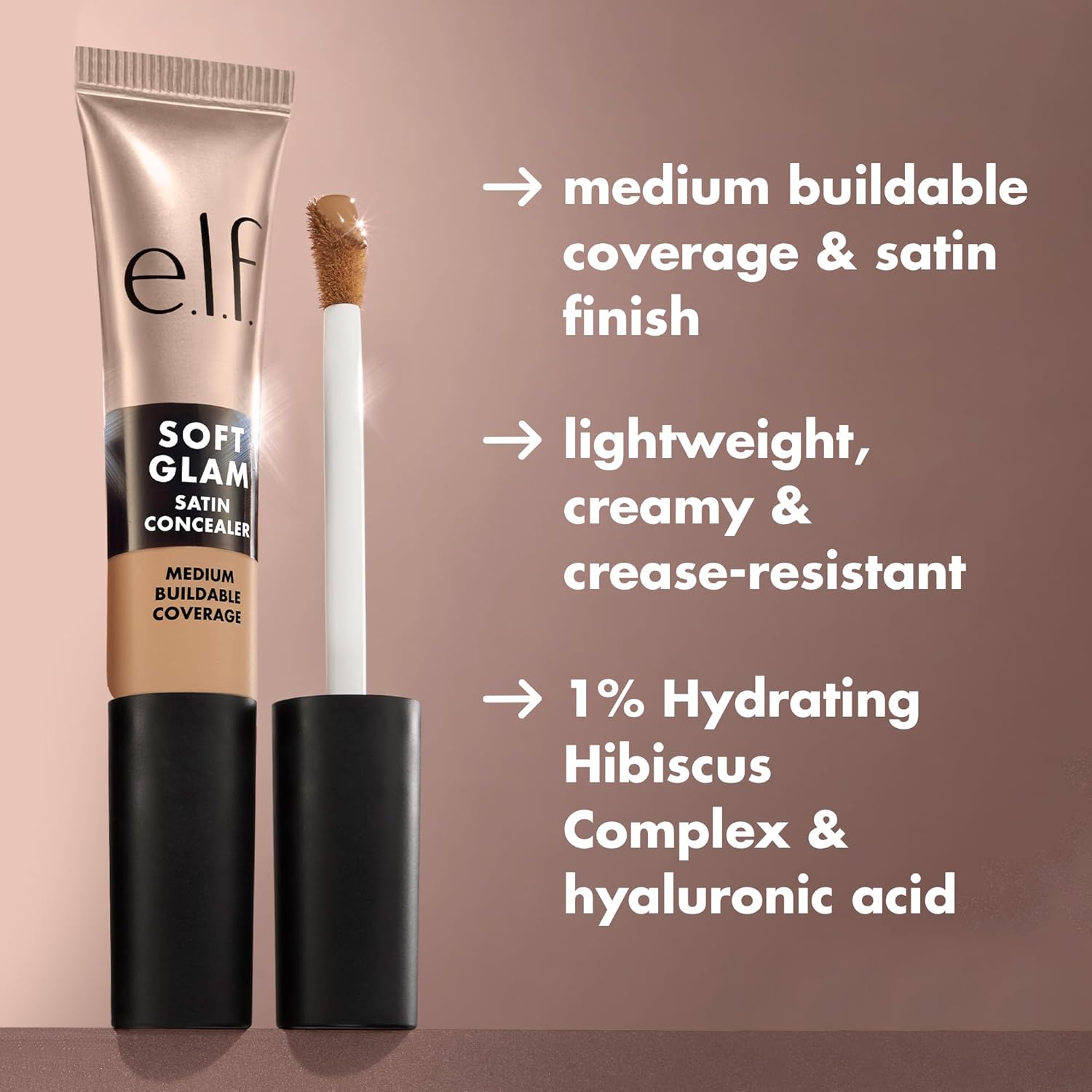 e.l.f. Soft Glam Satin Concealer, Medium Coverage For Blemishes & Under-Eye, Crease-Resistant, Long Lasting, Vegan & Cruelty-Free, 20 Light Cool - Image 2