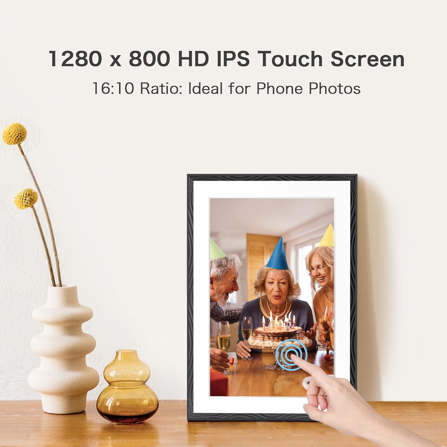 Digital Picture Frame, 10.1'' Frameo Digital Frame Wifi, 32GB Memory, 1280*800 HD Touch Screen Digital Photo Frame, Wall Mountable, Auto-Rotate, Share Instantly, Wedding, Birthday Gifts for Women, Mom - Image 6