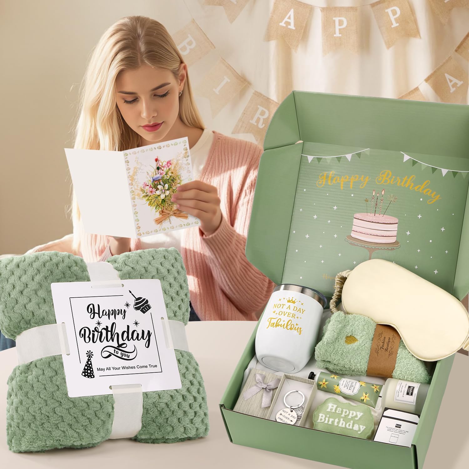 Birthday Gifts for Women, Happy Birthday Gifts for Mom Sister Her Best Friend Girlfriend Wife Bday Gift Ideas, Unique Relaxing Spa Birthday Gift Baskets for Women Care Package w/Blanket - Image 6