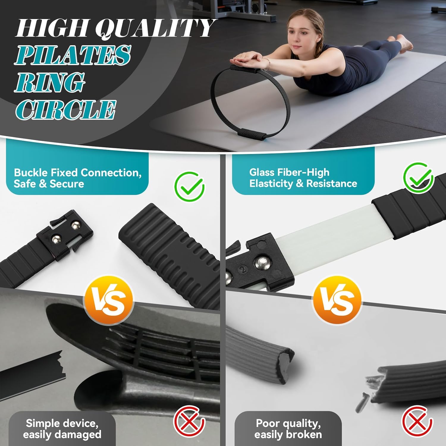 Pilates Ring, Silicone Magic Pilates Rings, Lightweight & Durable Flexible Fitness Circle Exercise Equipment for Toning Arms, Thighs,Legs, Core,Yoga & Physical Therapy - Image 5