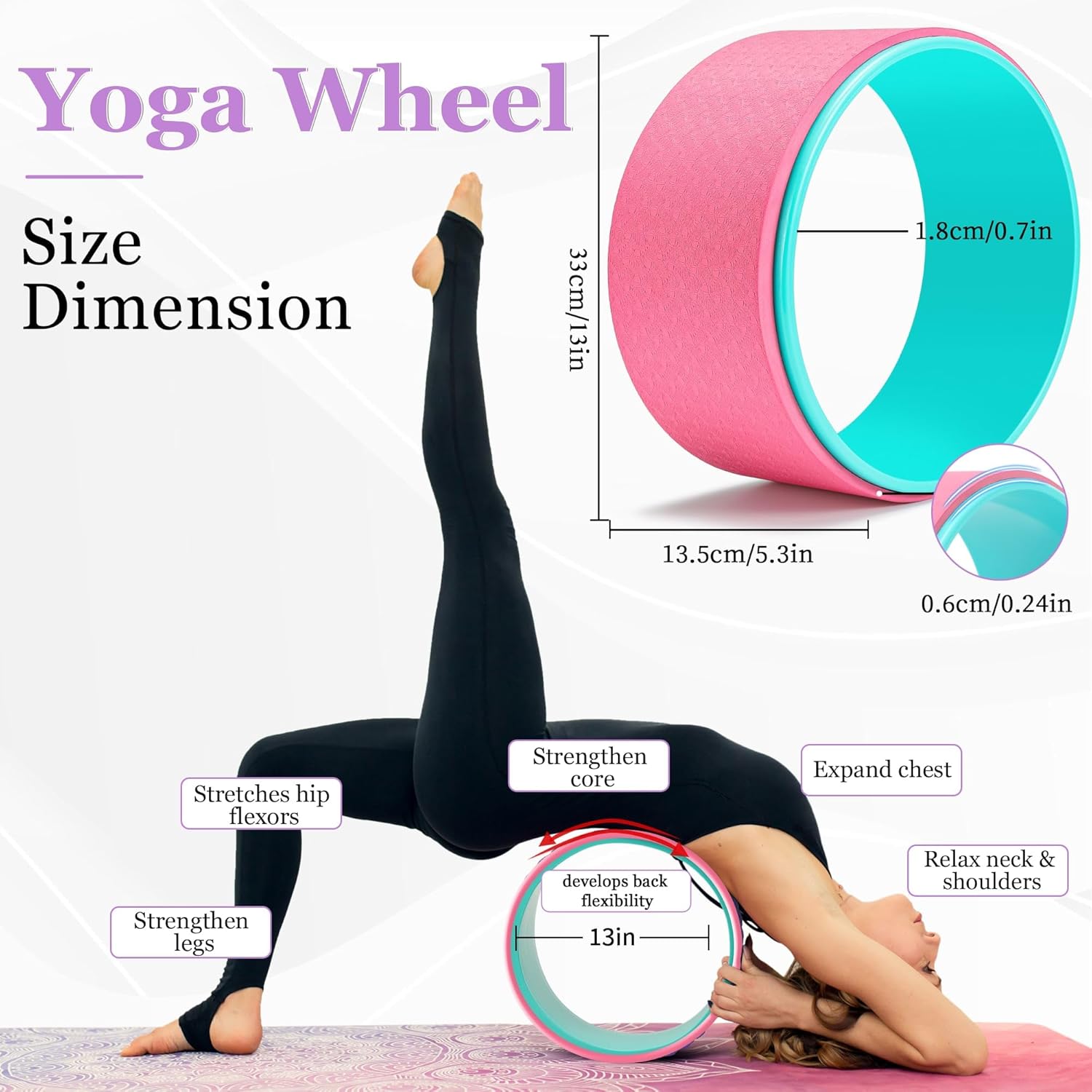 All in One Yoga Wheel Set, Soft Foam Roller Wheel for Back Pain & Stretching, Yoga Blocks 2 Pack with Strap, Trigger Point Therapy Massage Ball for Deep Tissue, Yoga Starter Kit for Beginner - Image 2