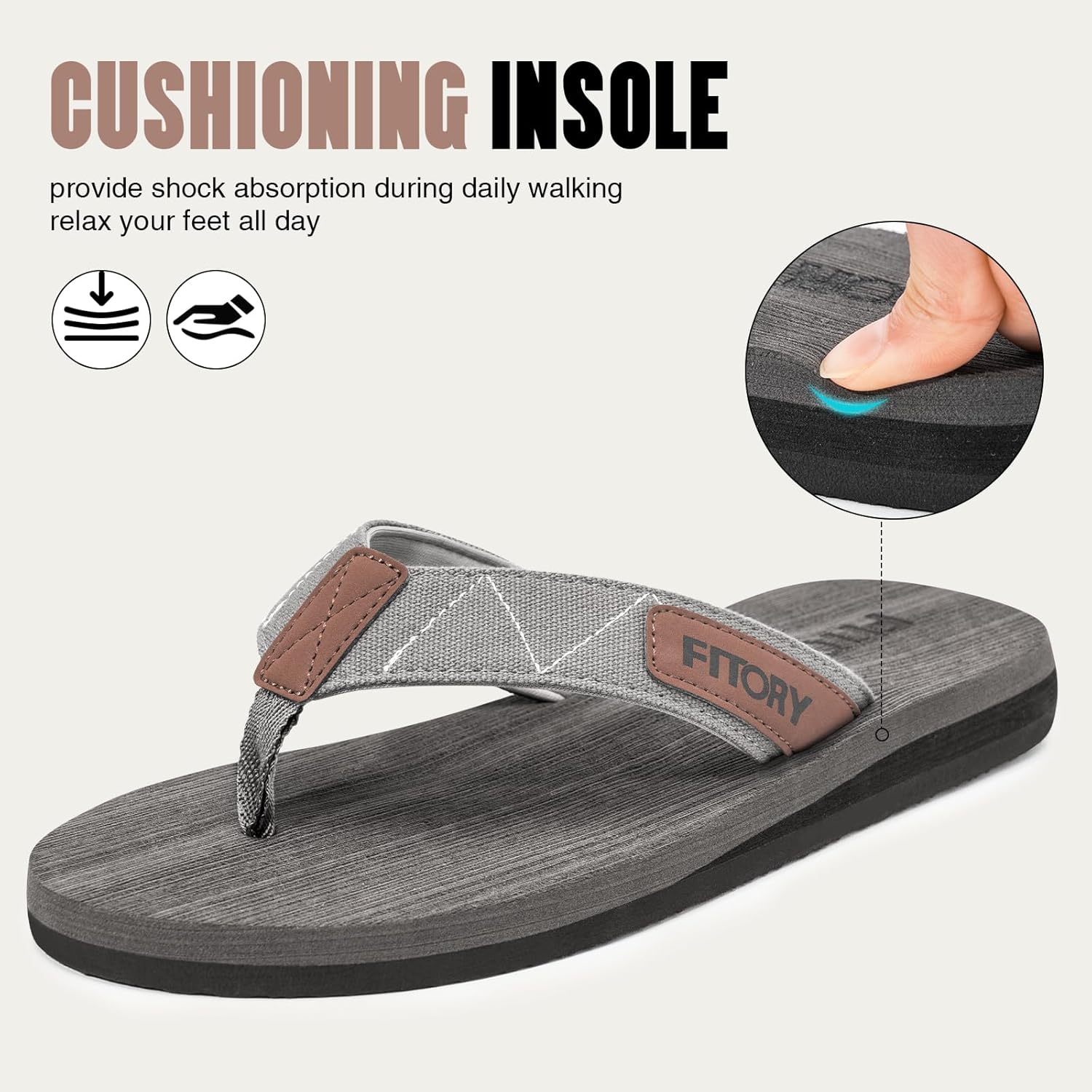 FITORY Men's Flip-Flops, Thongs Sandals Comfort Slippers for Beach - Image 3