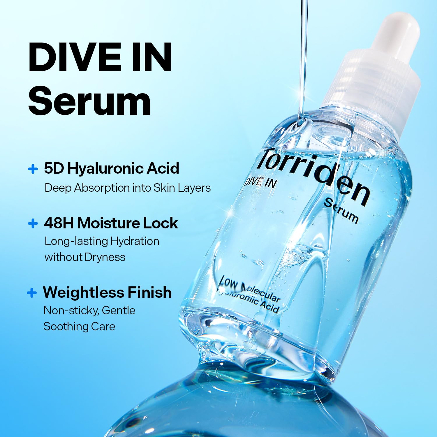 Torriden DIVE IN Hyaluronic Acid Serum for Deep Hydration | Korean K-Beauty Glass Skin Plump Glow | Lightweight Fast-Absorbing Face Serum 50ml (1.69 fl.oz.) - Image 2