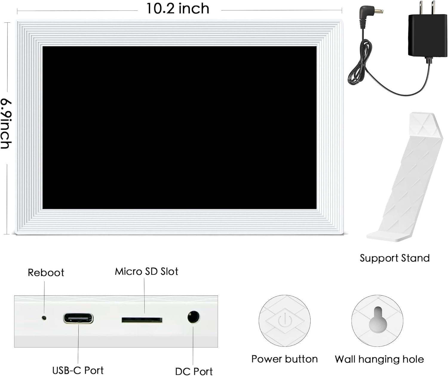 Digital Picture Frame, 10.1 inch Frameo Digital Frame WiFi, 1280 * 800 IPS HD Touchscreen, 32GB Storage, Instant Share Pictures Video, Smart Photo Frame Electronic, Gifts for Mom, House Warming - Image 9