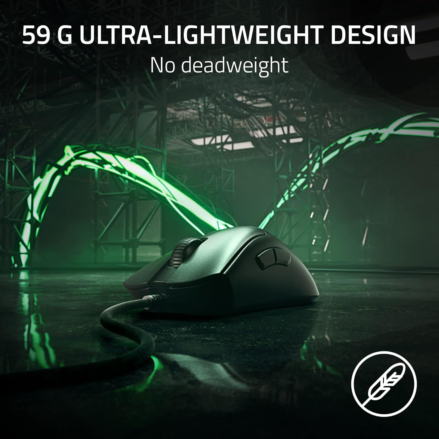 Razer DeathAdder V3 Wired Gaming Mouse: 59 g Ultra Lightweight - Focus Pro 30K Optical Sensor - Fast Switches Gen-3-8K Hz HyperPolling - 6 Programmable Buttons - Ergonomic - Speedflex Cable - Black - Image 2