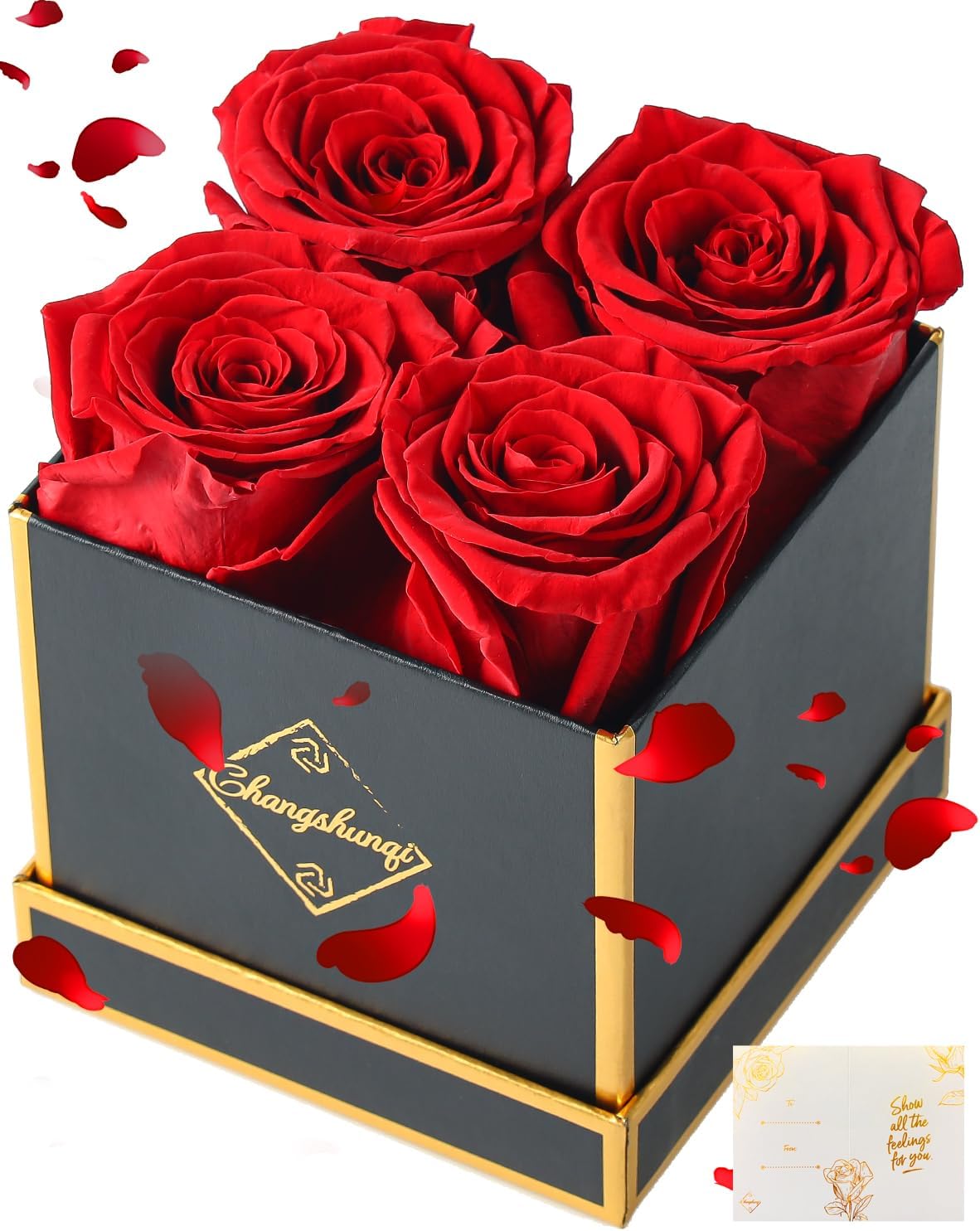 Changshunqi Forever Flowers, Preserved Roses in a Box, Eternal Rose Flowers for Delivery, Forever Preserved Roses Gifts for Her Women Wife Christmas Birthday Mothers Flower for Mom Womens Girlfriend