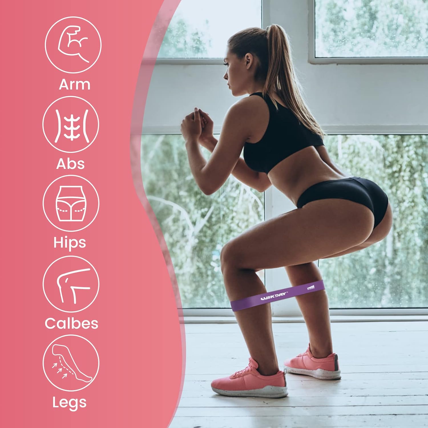 WIKDAY Resistance Bands for Working Out Exercise Loop Bands Workout Bands Set for Men Women Body Stretching, Crossfit Training, Home Workout, Physical Therapy, Booty Legs, Set of 5 - Image 4