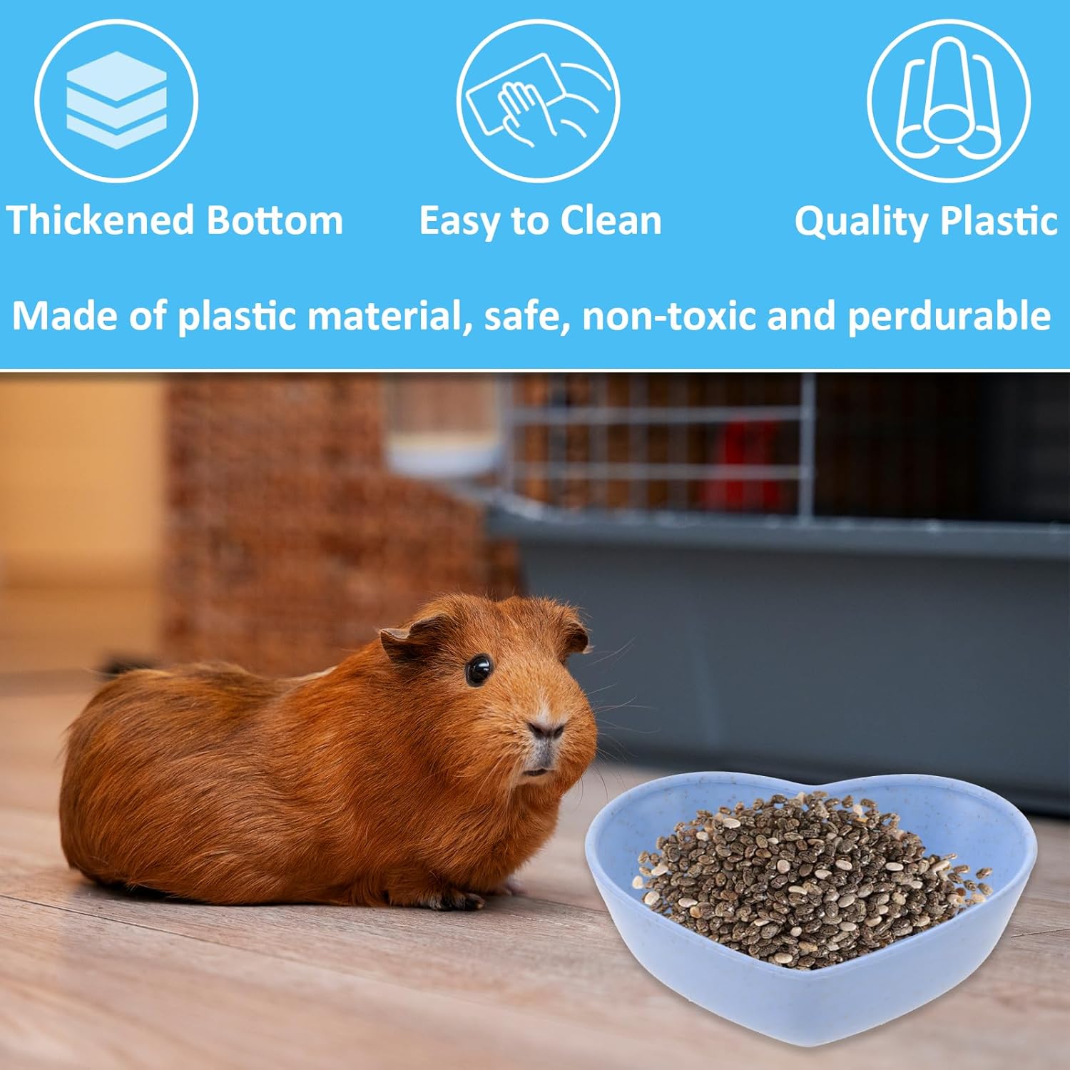 3 Pack Hamster Food Bowl Rabbit Guinea Pig Food Dish Cute Heart Shape Water Dish for Hamster Hedgehog Gerbil Small Animals Rat Rodent (Green, Blue and Pink) - Image 4