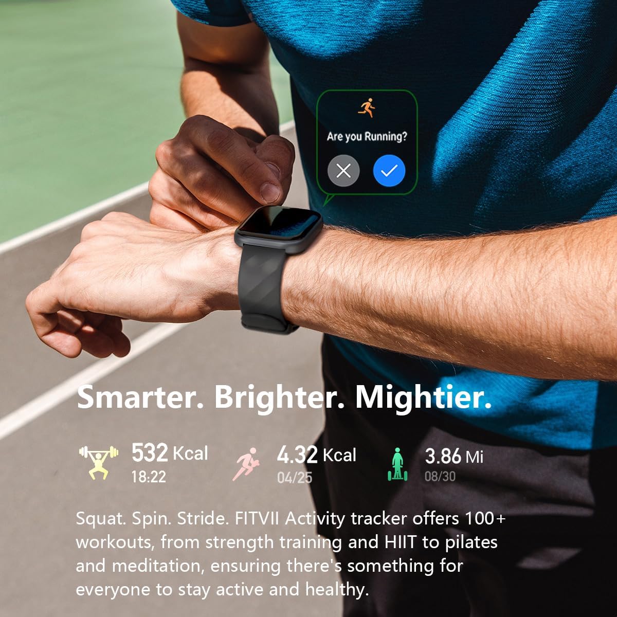 FITVII Health & Fitness Tracker (Answer/Make Calls), Smart Watch with 24/7 Heart Rate and Blood Pressure, Sleep Tracking, Blood Oxygen Monitor, 120+ Sport Modes Activity Tracker for Women Men - Image 5