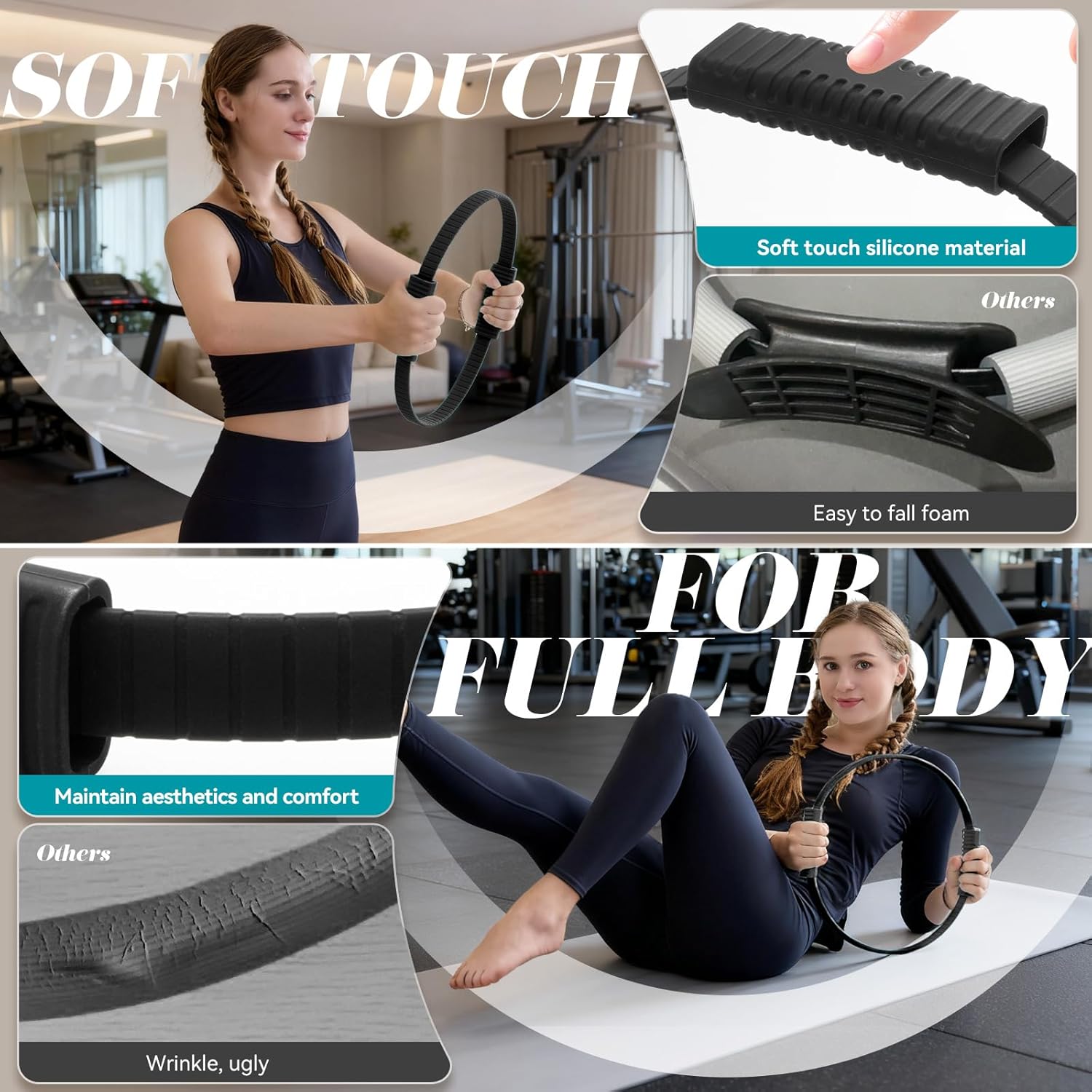 Pilates Ring, Silicone Magic Pilates Rings, Lightweight & Durable Flexible Fitness Circle Exercise Equipment for Toning Arms, Thighs,Legs, Core,Yoga & Physical Therapy - Image 4