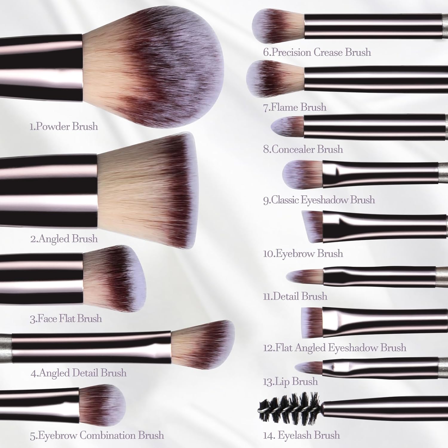 Travel Makeup Brush Set BS-MALL 14 Pcs with 1 Pcs Makeup Sponge – Essential Foundation Powder Concealers, Eye Shadows, Blush Makeup Brushes with Travel Makeup Case (Champagne) - Image 4
