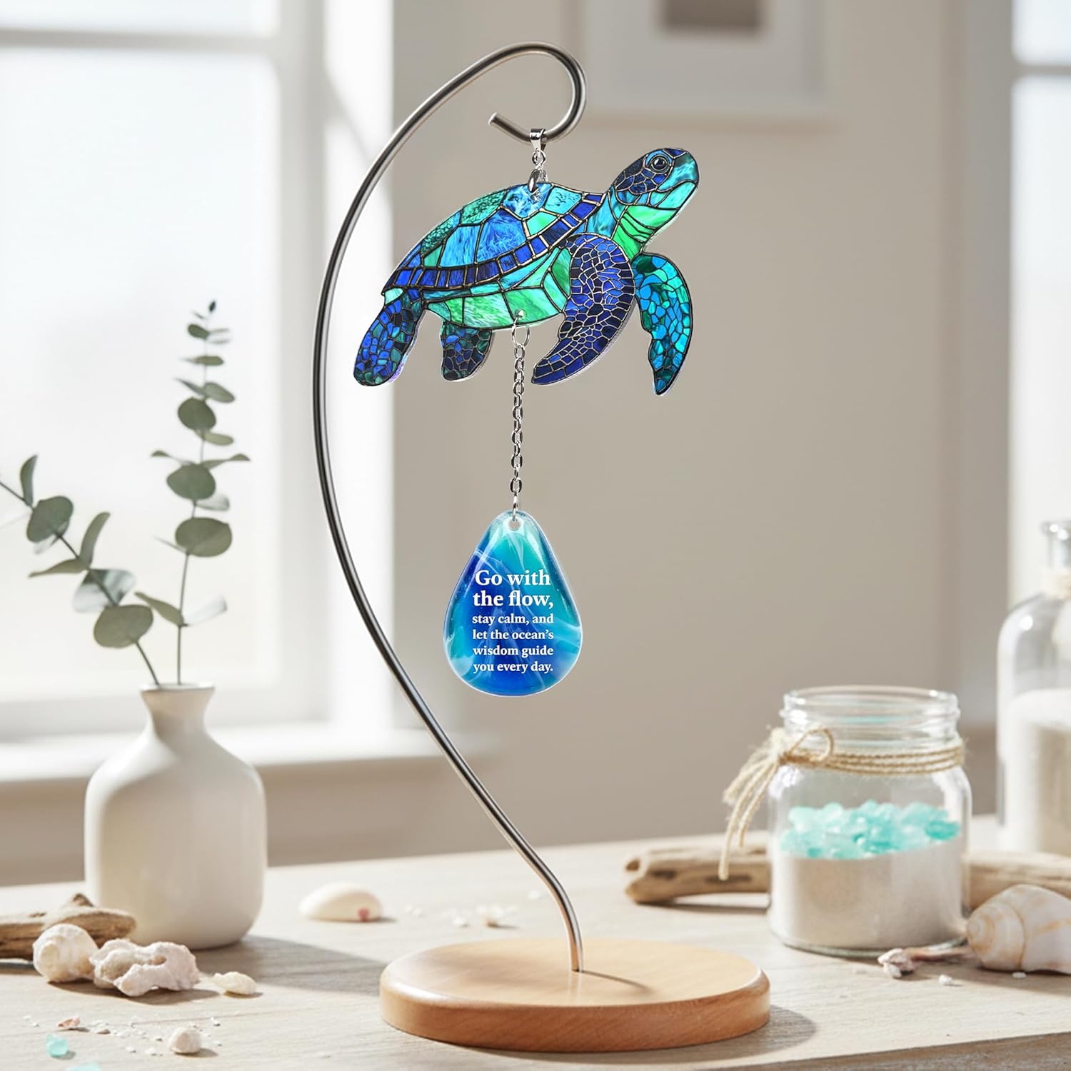 Sea Turtle Acrylic Suncatcher Ornament Hanging Display Stand for Table Top Decor, Sea Turtle Gifts for Women, Beach Gifts for Women, Christmas Stocking Stuffers Ideas (Display Stand) - Image 9