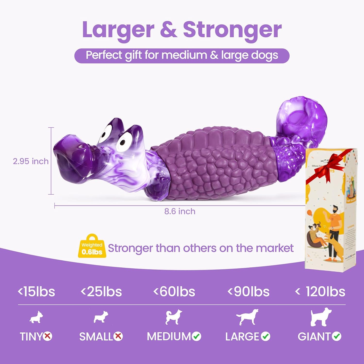 HGB Tough Dog Chew Toys for Aggressive Chewers, Squeaky Indestructible Dog Toy for Large Dogs to Keep Them Busy & Reduce Boredom for Small, Medium, Large Breed, Bacon Flavor - Image 6