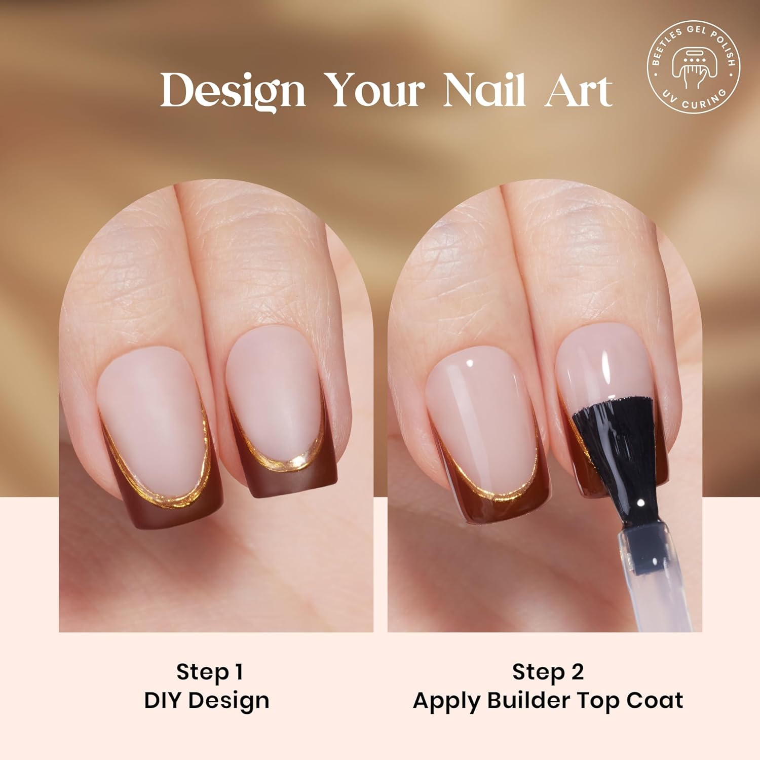 Beetles Press On Nails Kit-Mocca Mousse French | 7 Colors Short Square French Tip Press On Nails | 224Pcs 16 Sizes All-in-One Kit Nails With Nail Glue,Remover,Builder Top Coat,Nail Lamp - Image 5