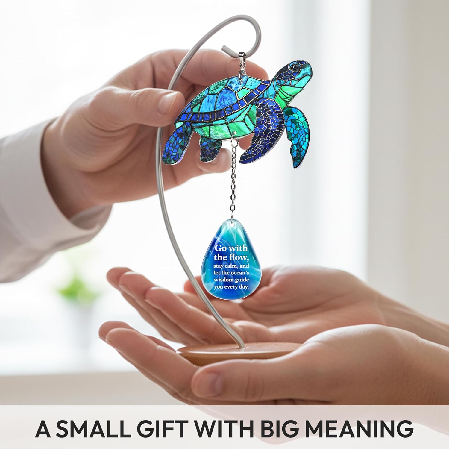 Sea Turtle Acrylic Suncatcher Ornament Hanging Display Stand for Table Top Decor, Sea Turtle Gifts for Women, Beach Gifts for Women, Christmas Stocking Stuffers Ideas (Display Stand) - Image 7