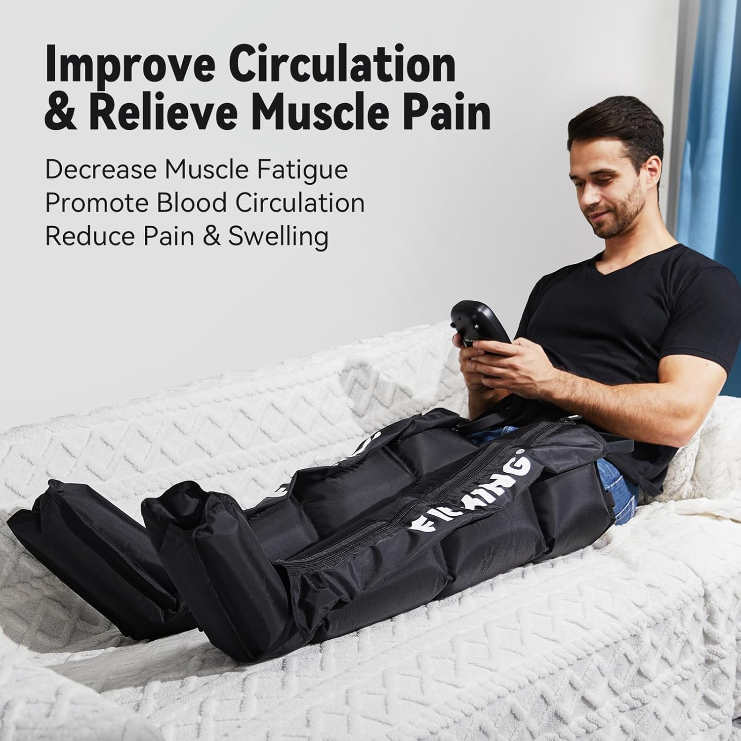 FIT KING Air Compression Recovery System,Dynamic Pressure for Circulation Improvement and Fast Recovery,Sequential Massage Boots for Athletes (Medium) - Image 3