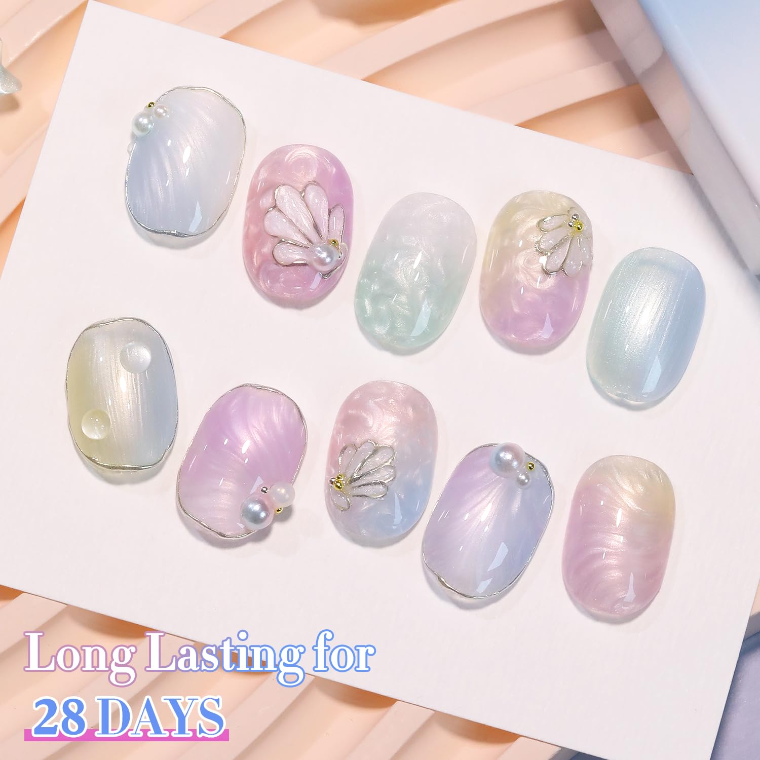 Double Rhythm 6 Pcs 15 ML Gel Polish Set Same Color Same Bottle Soak Off Gel Polish Kit Nail Art Manicure Salon DIY at Home for Women (Pearl Pink White Green Blue Purple-T6-21) - Image 9