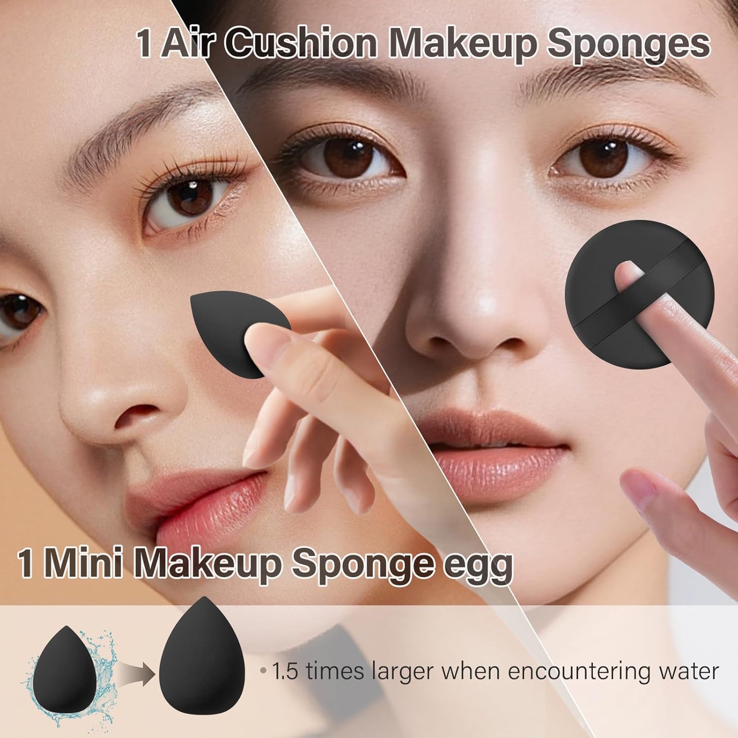 Makeup Brushes Set, Mlemle Professional 25 Pcs Makeup Kit, Include Powder Foundation Concealers Blush Eye shadows 21 Pcs Makeup Brushes and 2 Powder Puff, 2 Makeup Sponge(B02-CreamBlack) - Image 5