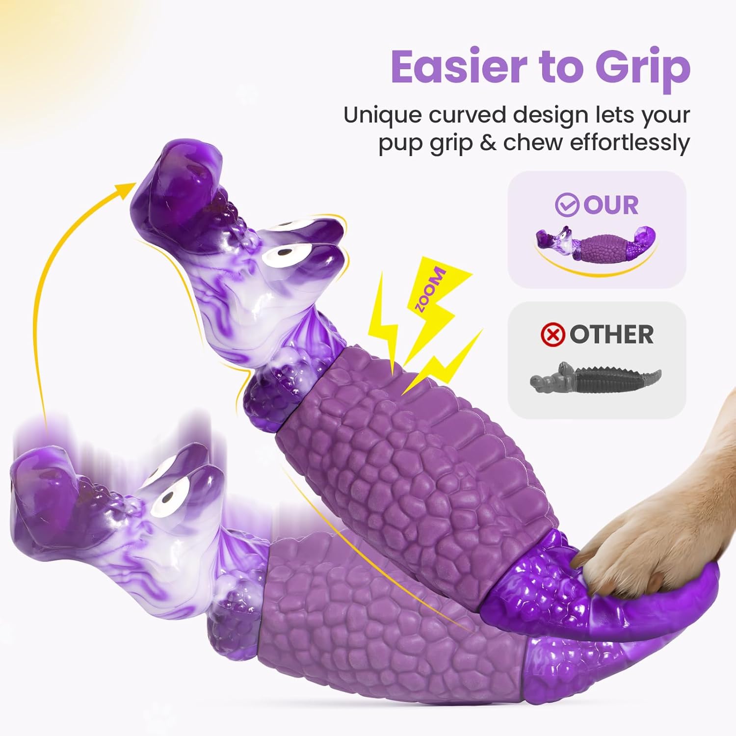HGB Tough Dog Chew Toys for Aggressive Chewers, Squeaky Indestructible Dog Toy for Large Dogs to Keep Them Busy & Reduce Boredom for Small, Medium, Large Breed, Bacon Flavor - Image 2