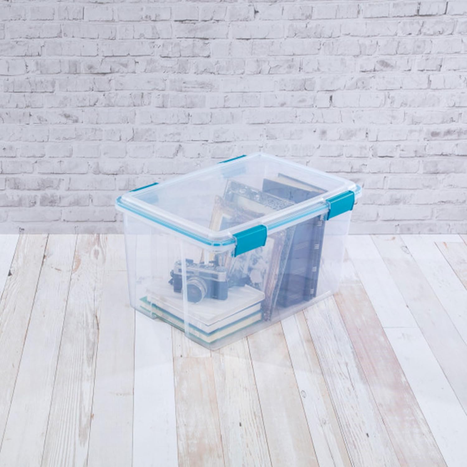 Sterilite 4-Pack 54 Quart Gasket Box, Home Storage Organizer Bins with Lids - Stackable Clear Plastic Containers for Bedroom, Bathroom, Garage, Basement, or Attic - Image 7