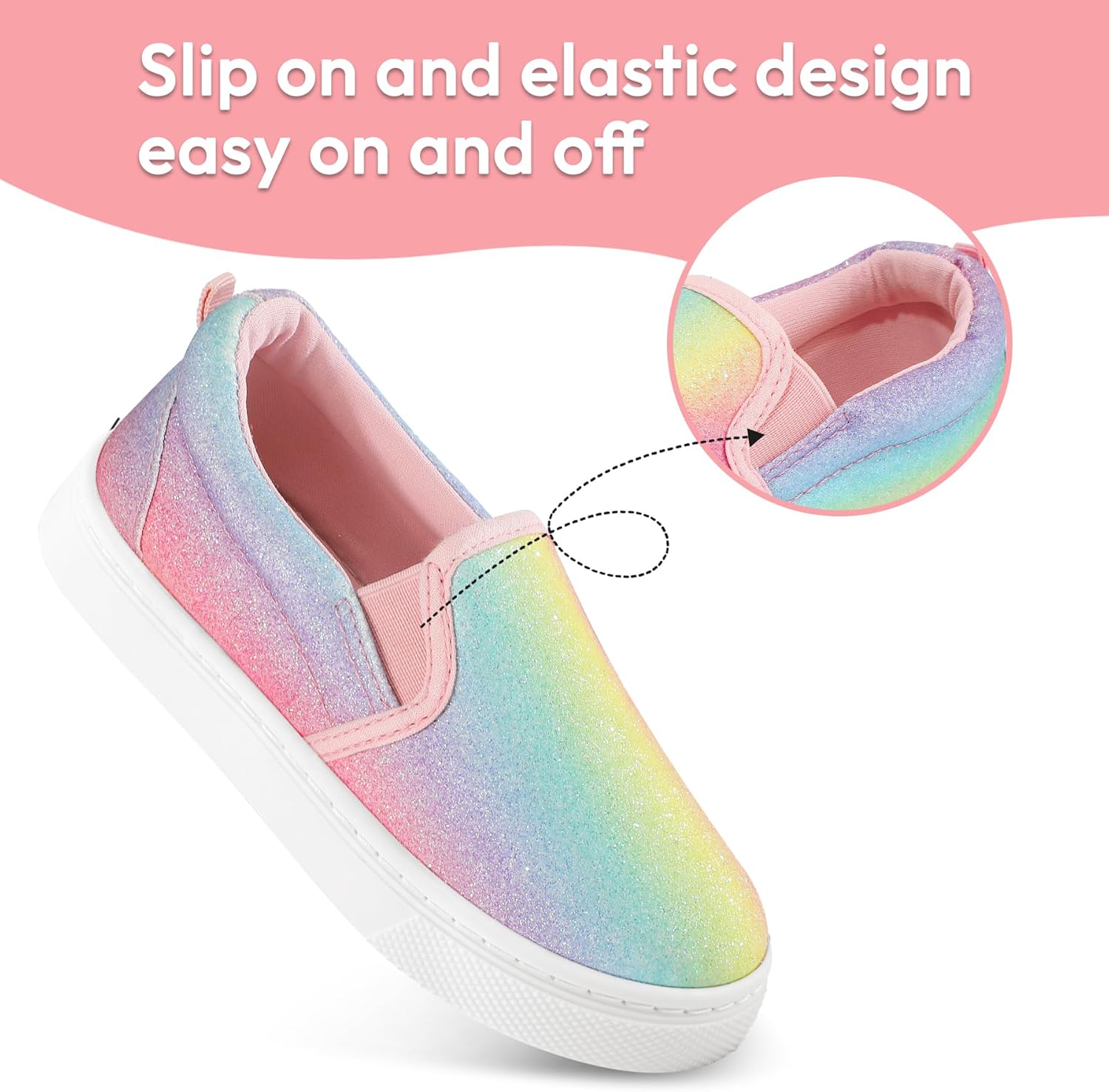 K KomForme Toddler Girls Boys Shoes Little Kids Slip on Canvas Sneakers for Running/Walking - Image 4