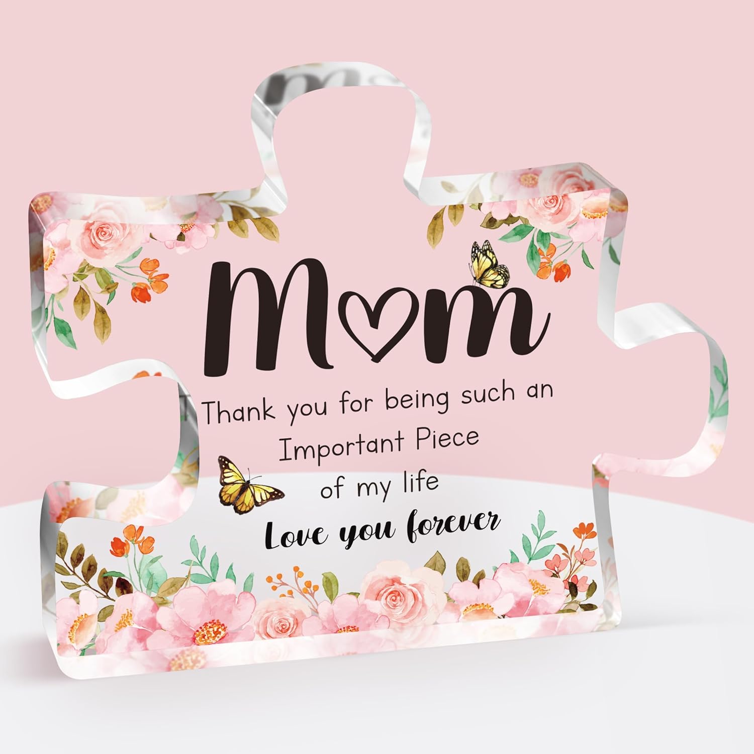 Mothers Day Gifts for Mom - Meaningful Acrylic Puzzle Piece Decor - Heartwarming Mom Birthday Gifts from Daughter Son, Mothers Day Gifts, Thoughtful Keepsake Plaque for Home Office Desk, 3.9 x 3.3 Inch