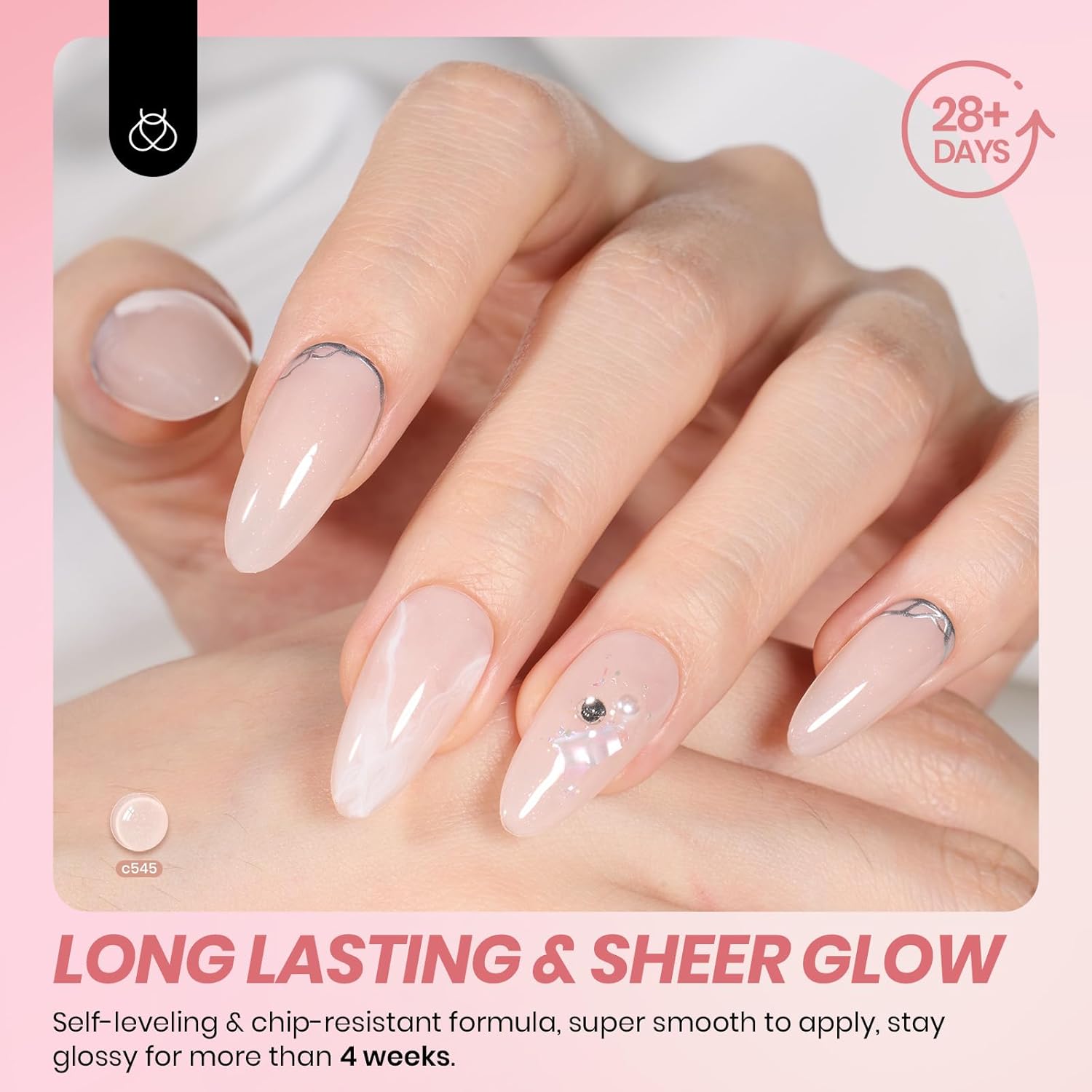 beetles Gel Polish Whispers of Love Jelly Gel Nail Polish Set - 6 Colors Milky White Nude Pink Neutral Sheer Translucent Soak Off UV Gel Nail Kit, Nail Concealer for Salon DIY Manicure Gift for Women - Image 4