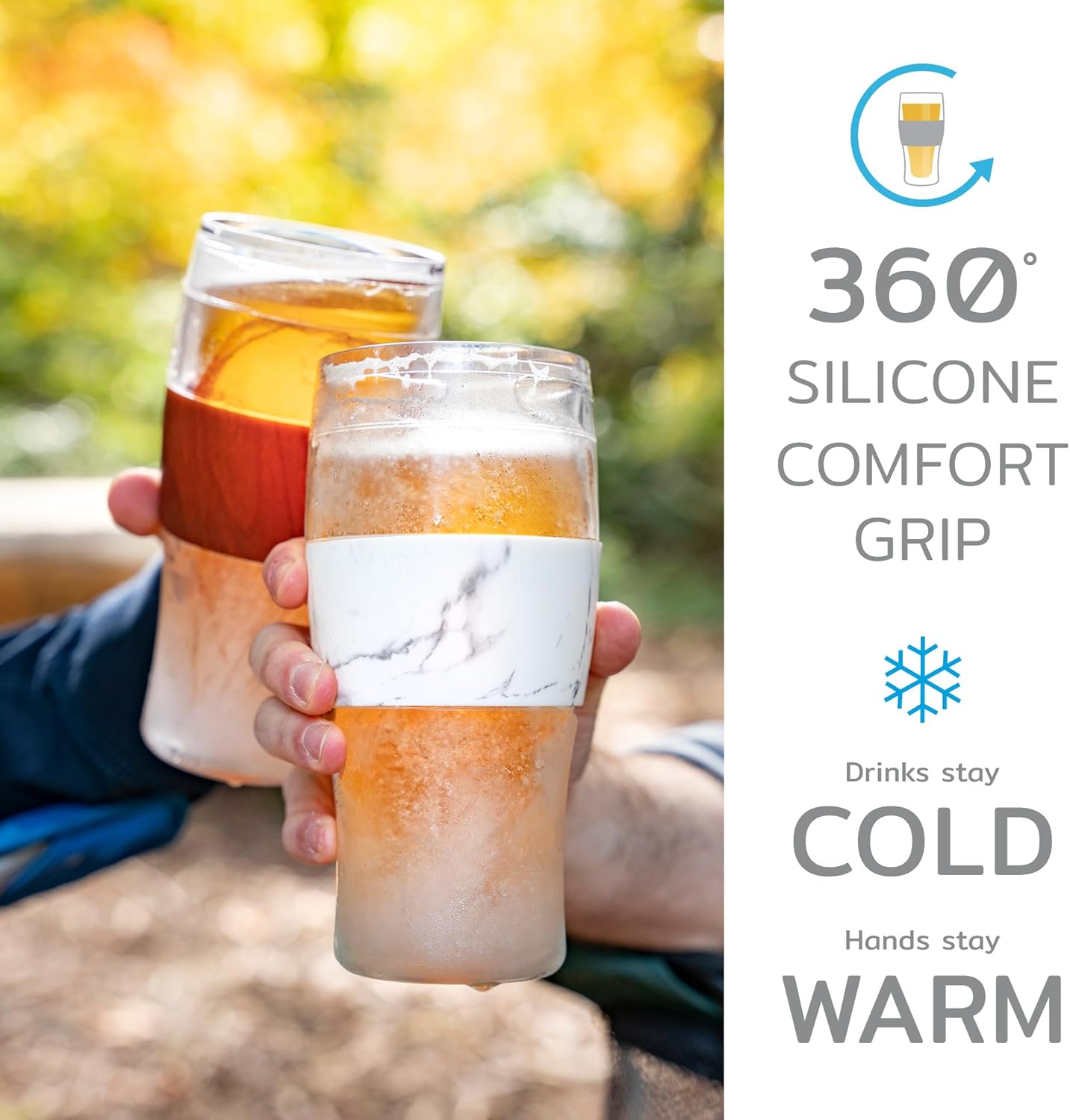 Host Freeze Beer Glasses, Freezable Beer Gifts for Men, Double Wall Insulated Pint Set, Tumbler for Cold Drinks, 16, Set of 2, Gray - Image 3