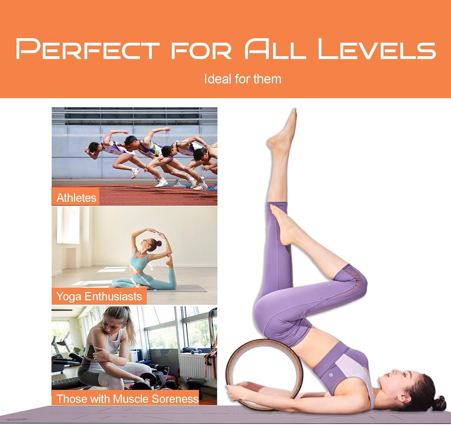 High Density PU Rubber Yoga Wheel for Stretching and Flexibility to Help Back Aches and Tension, Tear, Flexible Roller Designed, Extend Premium Back Roller - Image 7