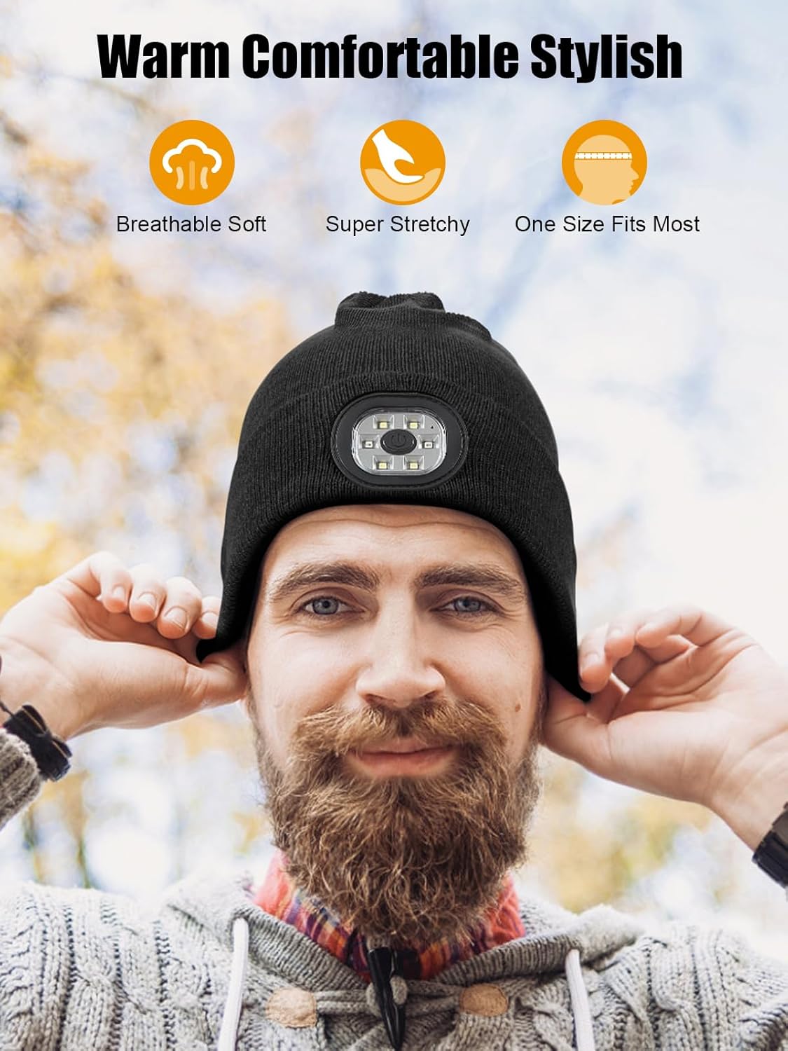 UNBON Bluetooth Beanie for Men, Bluetooth Beanie Hat with Light Headphones, Mens Birthday Gifts for Men Teen Boys Dad - Image 5