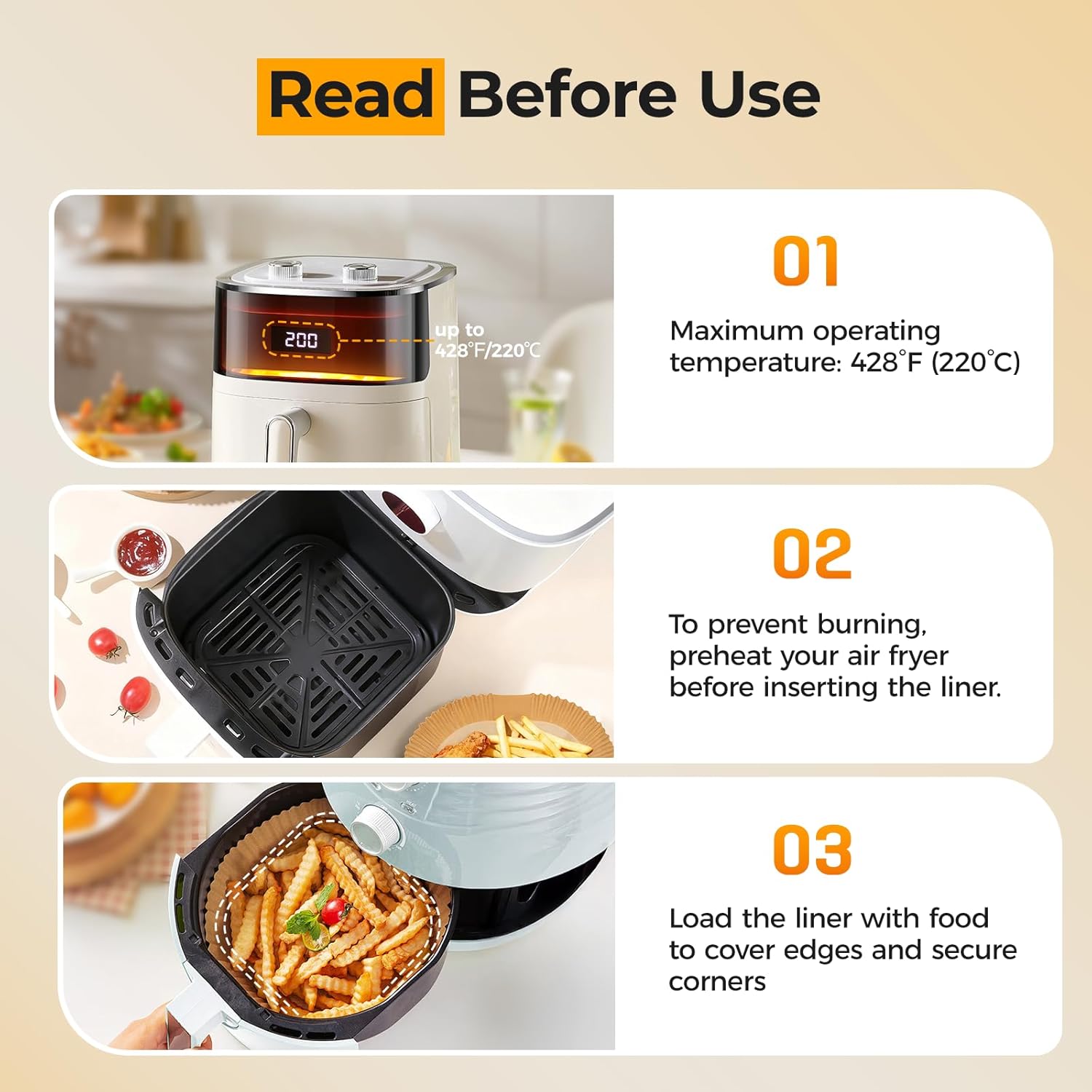 Air Fryer Paper Liners, 125Pcs Parchment Paper, Air Fryer Liners Disposable for Microwave, Non-Stick Air Fryer Liner Square Free of Bleach (8IN) - Image 5