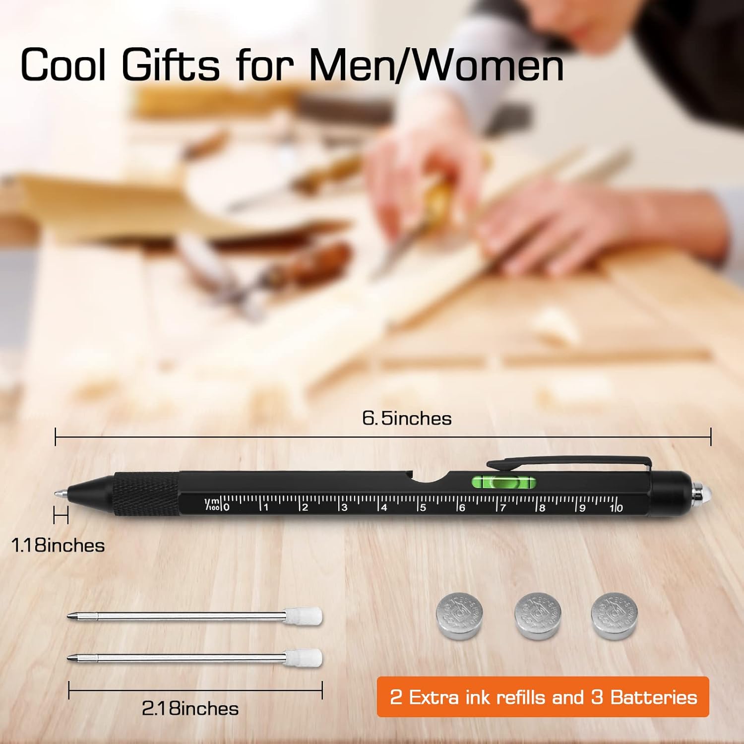 Fathers Day Dad Gifts from Daughter Son Wife, Easter Gifts for Men, 9 in 1 Multitool Pen, Cool Tools Gadgets Birthday Christmas Stocking Stuffers for Husband Him Adult Dad - Image 3
