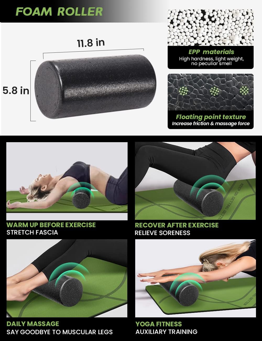 Yoga Starter Kit 12 in 1 - Yoga Set Include Yoga Mat, Foam Roller, 4 Resistance Bands, Yoga Blocks 2 Pack with Strap, 2 Peanut Massage Balls, Yoga kit and Sets for Beginners - Image 6