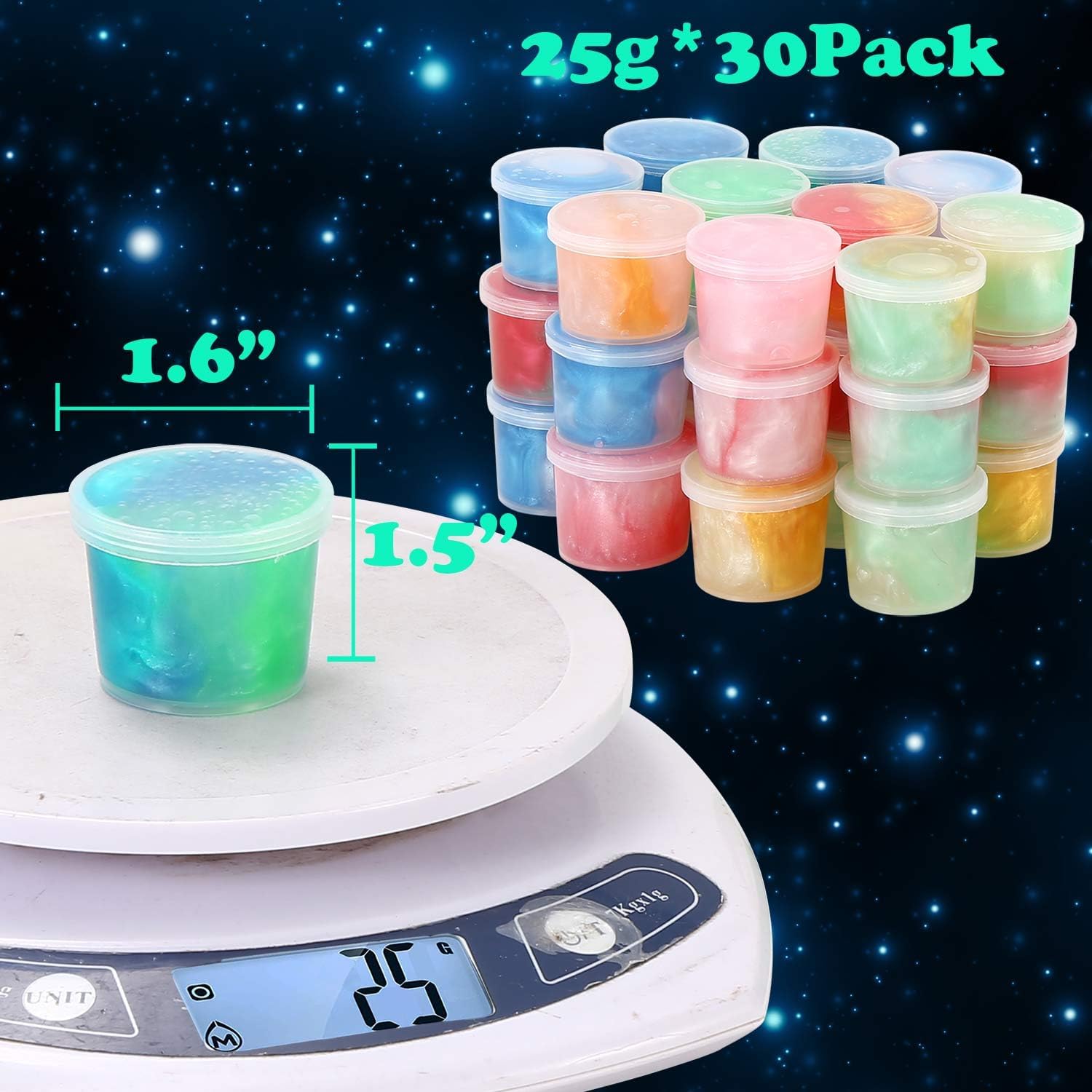 Galaxy Slime Party Favors 30 Pack, Stretchy, Non-Sticky, Non-Mess Party Favors Fidget Toy for Girls and Boys Christmas Stocking Stuffers - Valentine Kids Slime, Classroom Reward - Image 5