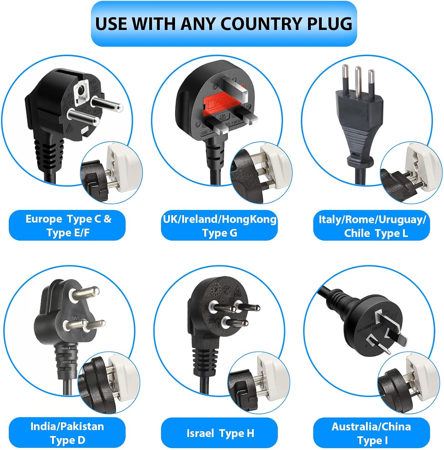 Europe to US Plug Adapter, 6 Pack UK to US Plug Adapter, India to US Plug Adapter, Universal Travel Adapter for USA, Europe Australia UK Italy to American Outlet Adapter-Type B - Image 2