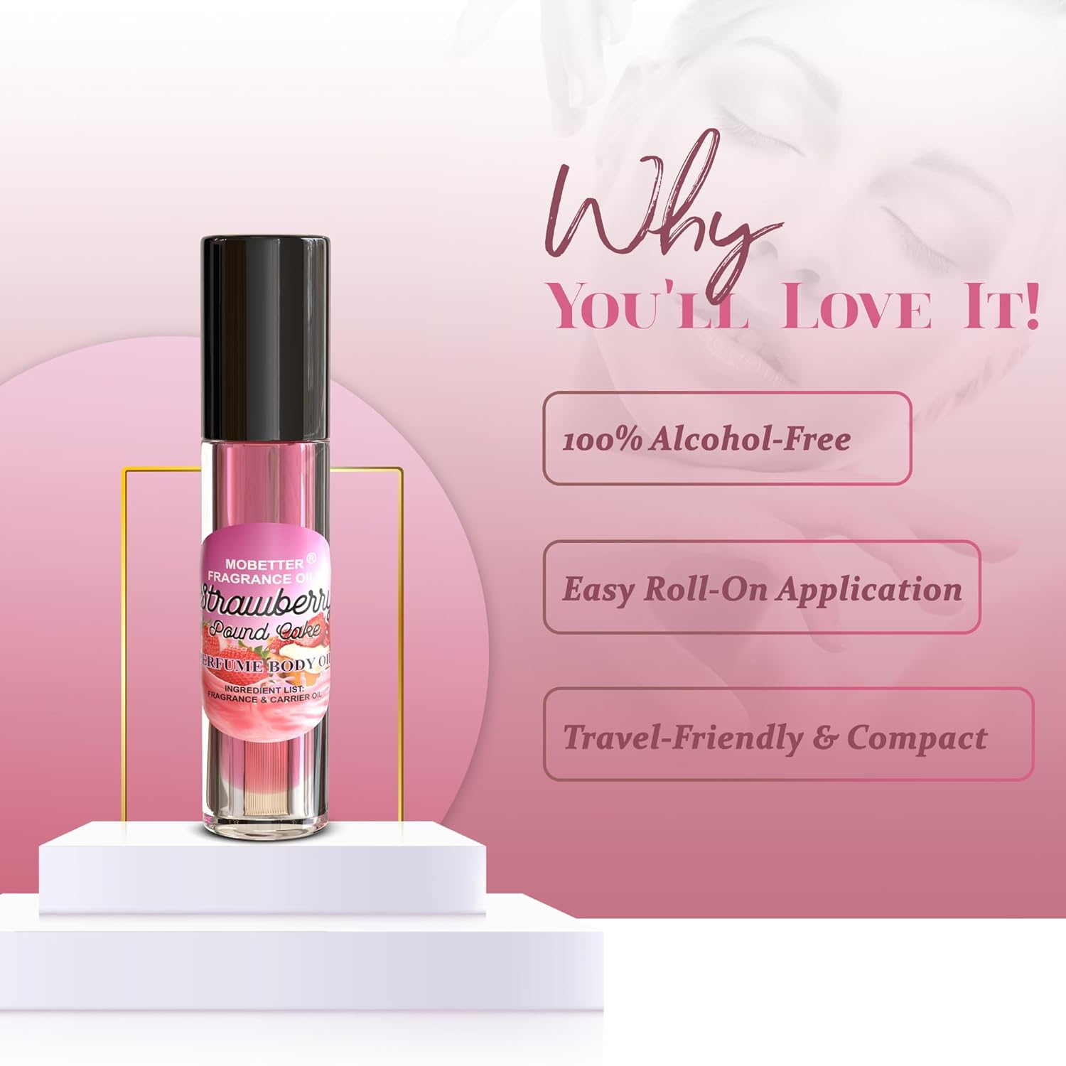 MOBETTER FRAGRANCE OILS Strawberry Pound Cake Perfume body oil fragrance, Floral Fruity Gourmand fragrance for women, Travel Size - Image 3
