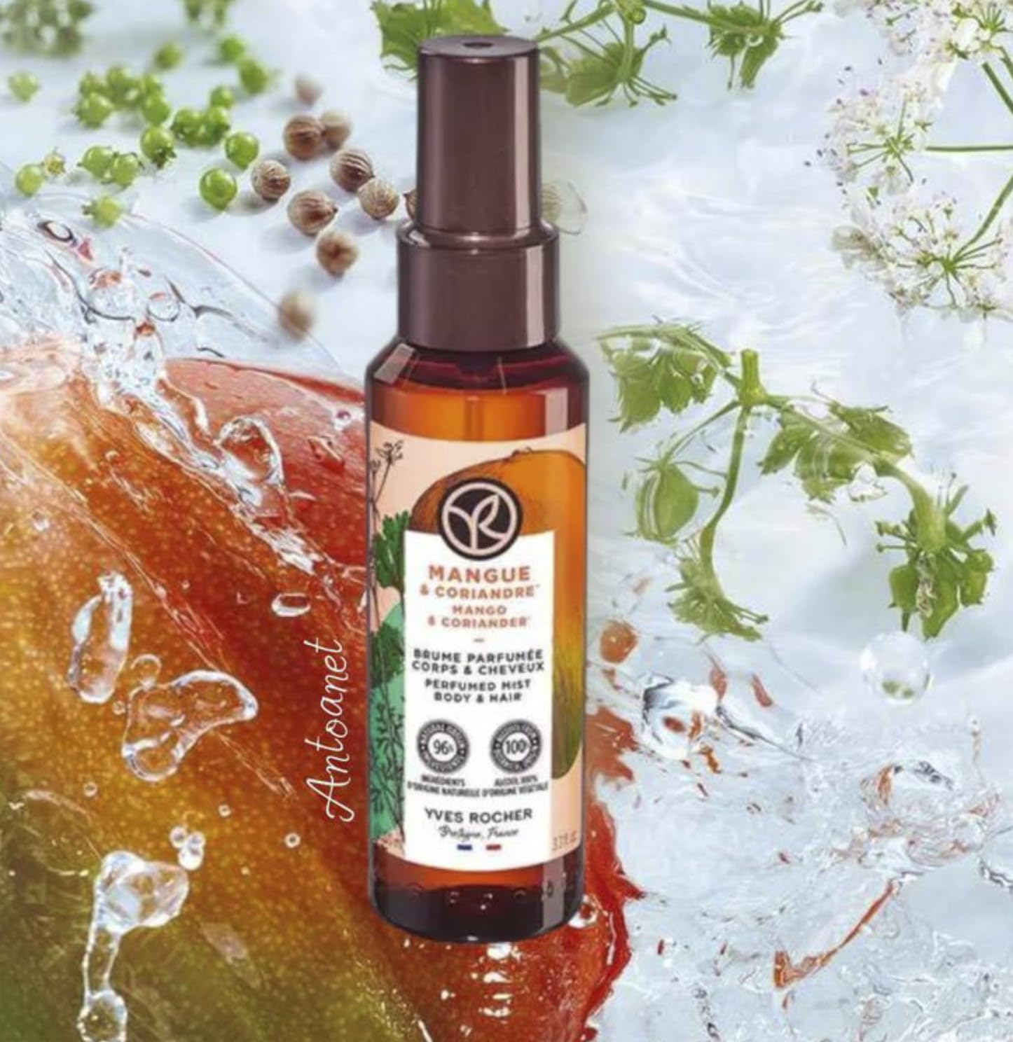 Yves Rocher Mango and Coriander Hair and Body Spray Long Lasting Mist Women 100 ml./3.3 fl.oz. - Image 3
