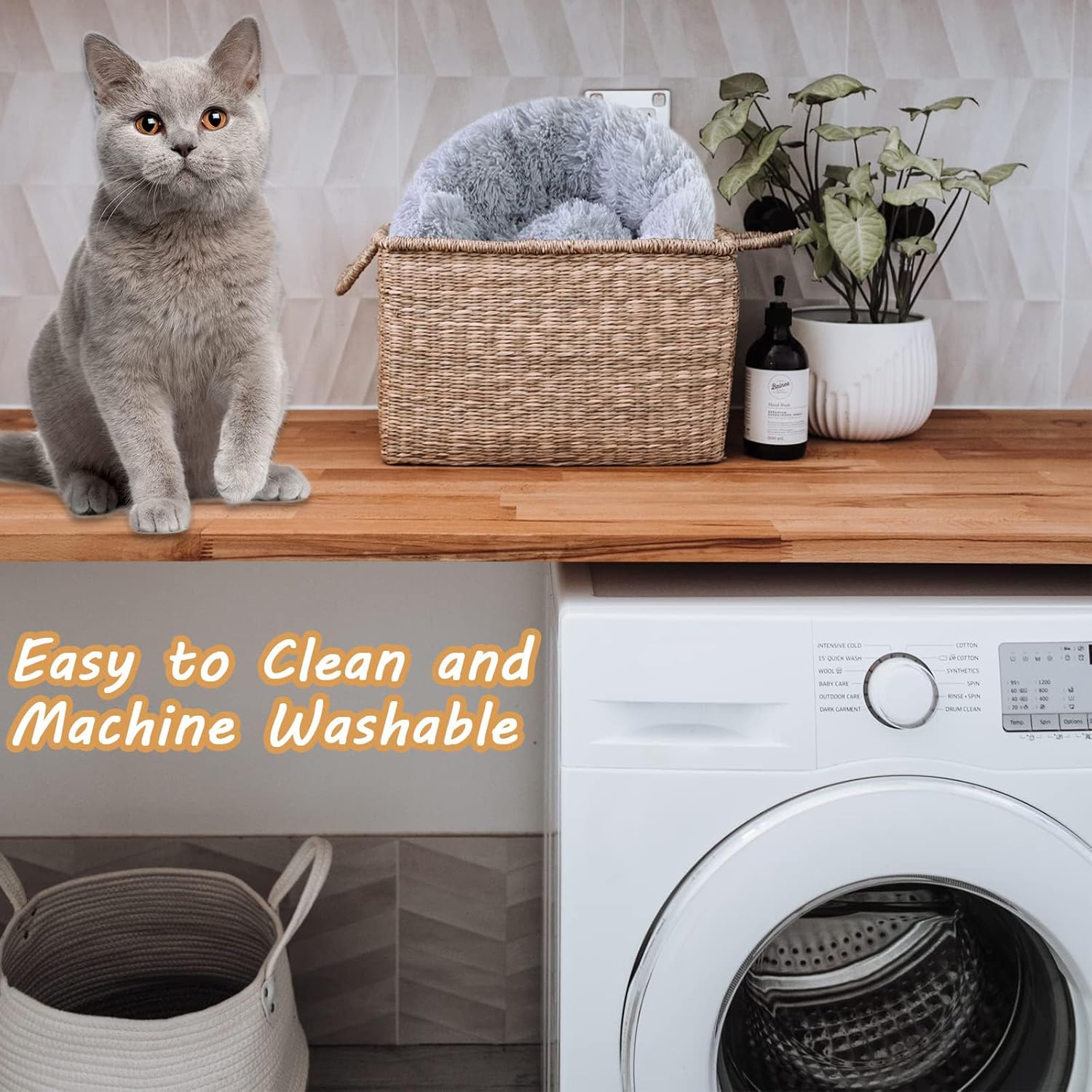Dog Bed for Small Medium Large Dogs Cats, 20 inch Calming Washable-Round Cozy Soft Pet Bed for Puppy and Kitten with Slip-Resistant Bottom - Image 3